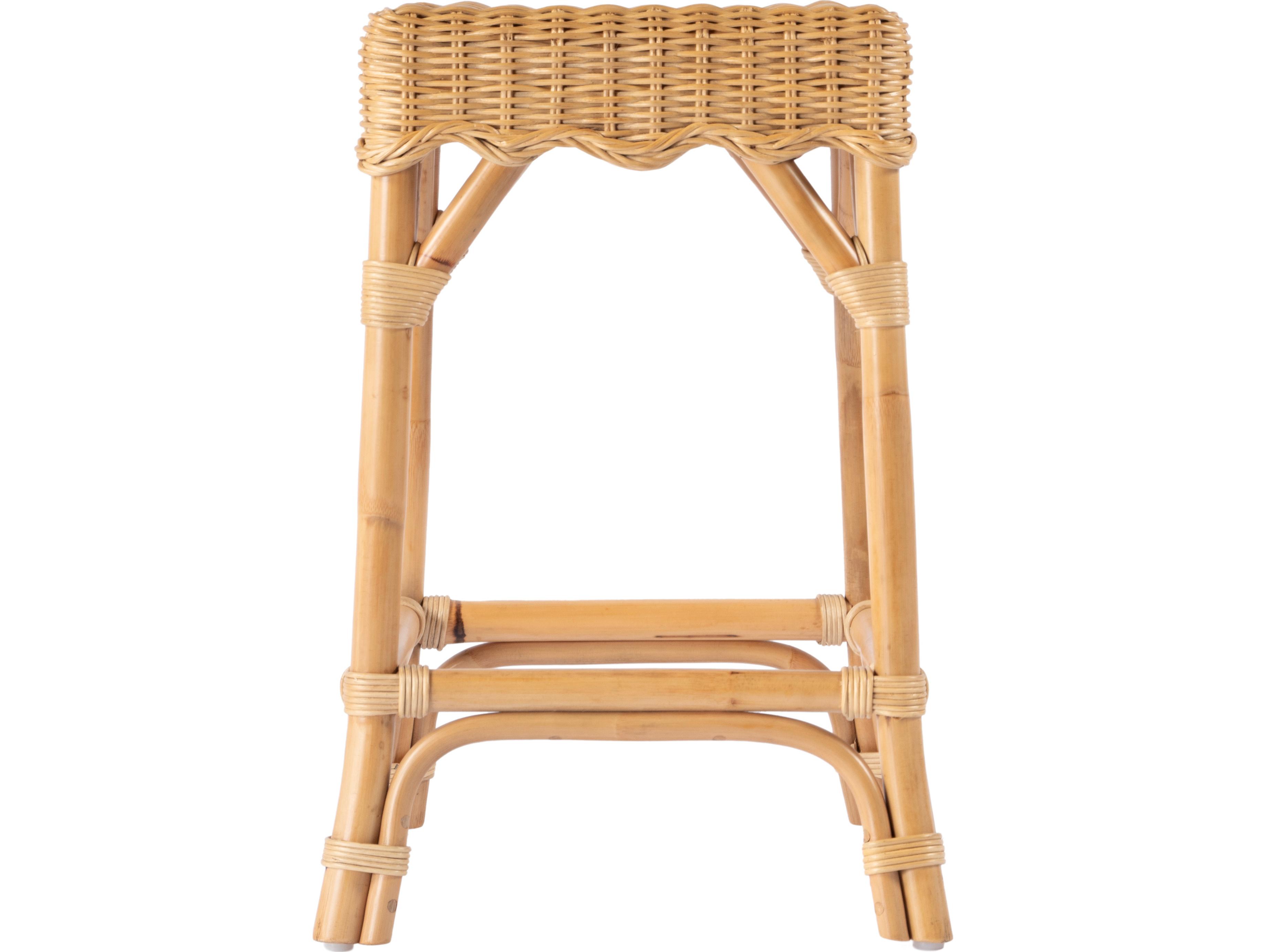 Butler Flora Natural Rattan Mahogany Wood Counter Stool