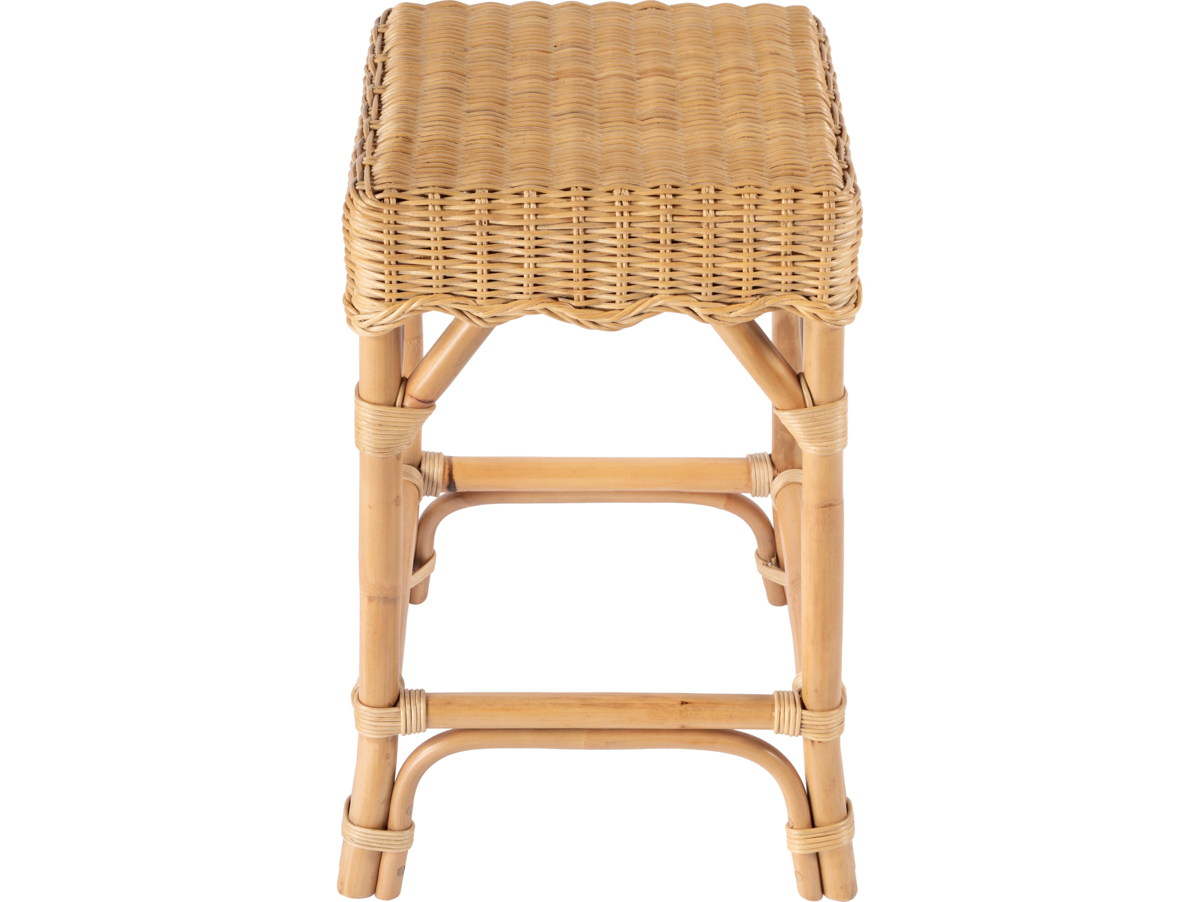 Butler Flora Natural Rattan Mahogany Wood Counter Stool