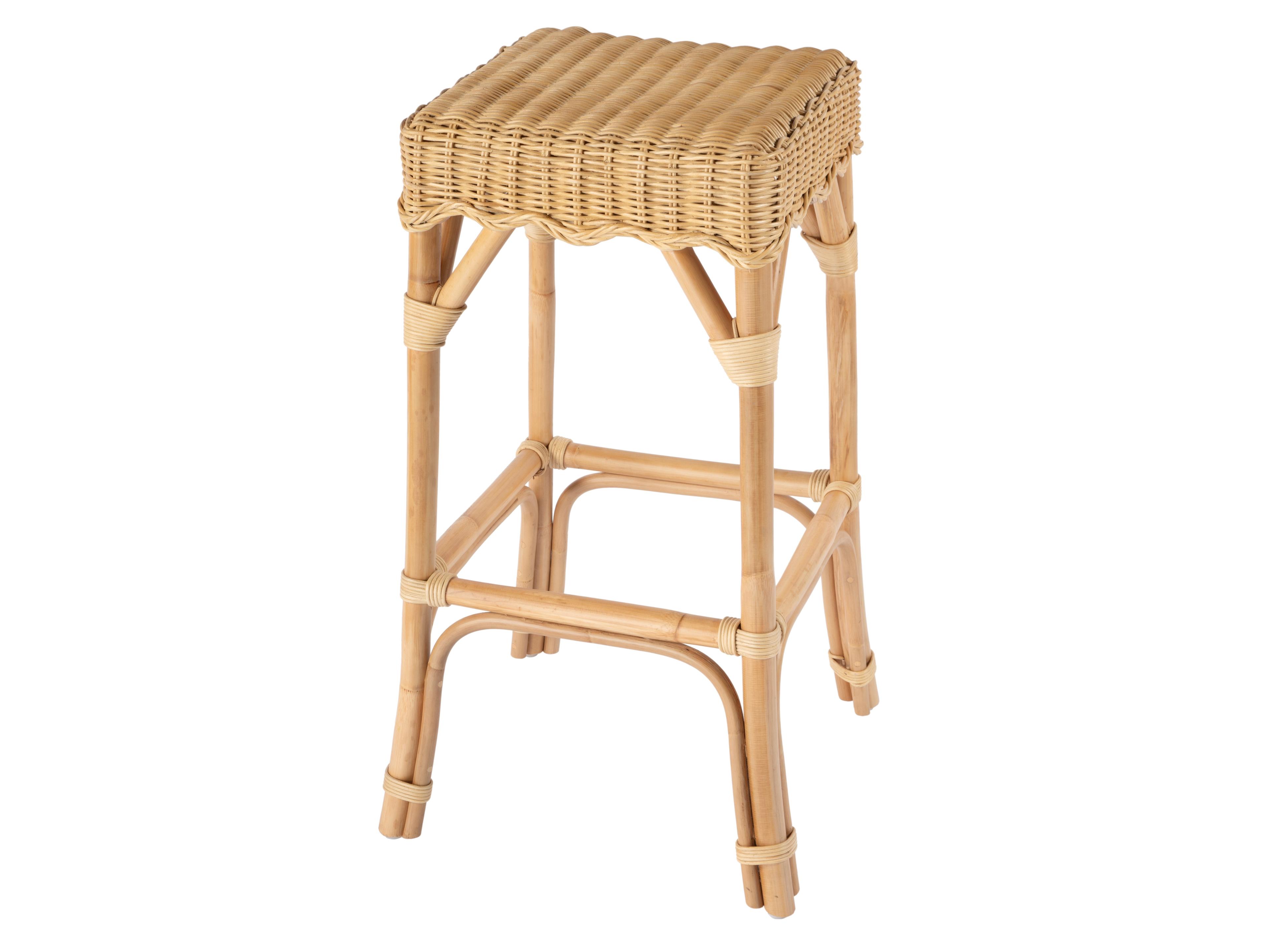 Butler Flora Natural Rattan Mahogany Wood Bar Stool