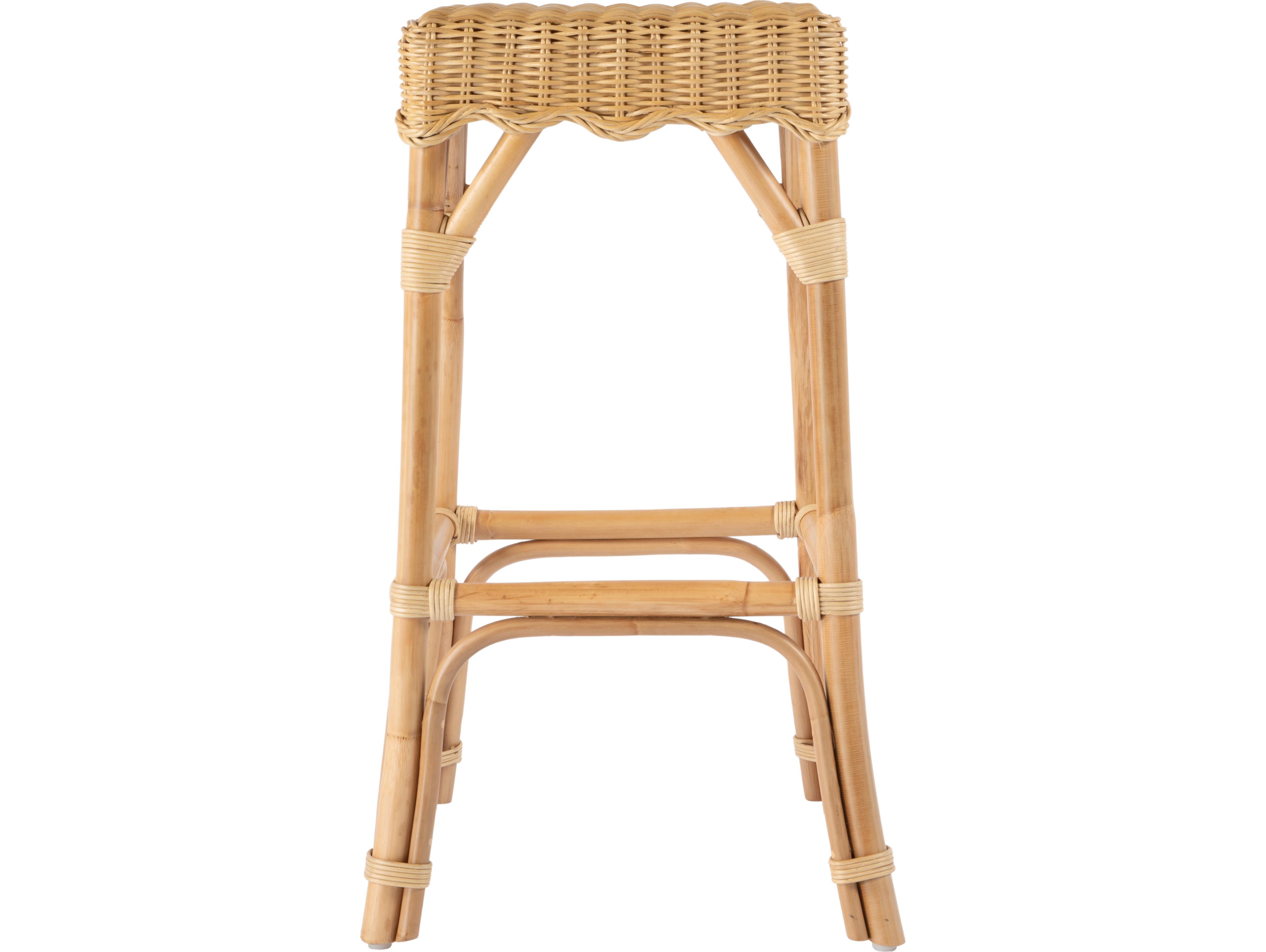 Butler Flora Natural Rattan Mahogany Wood Bar Stool