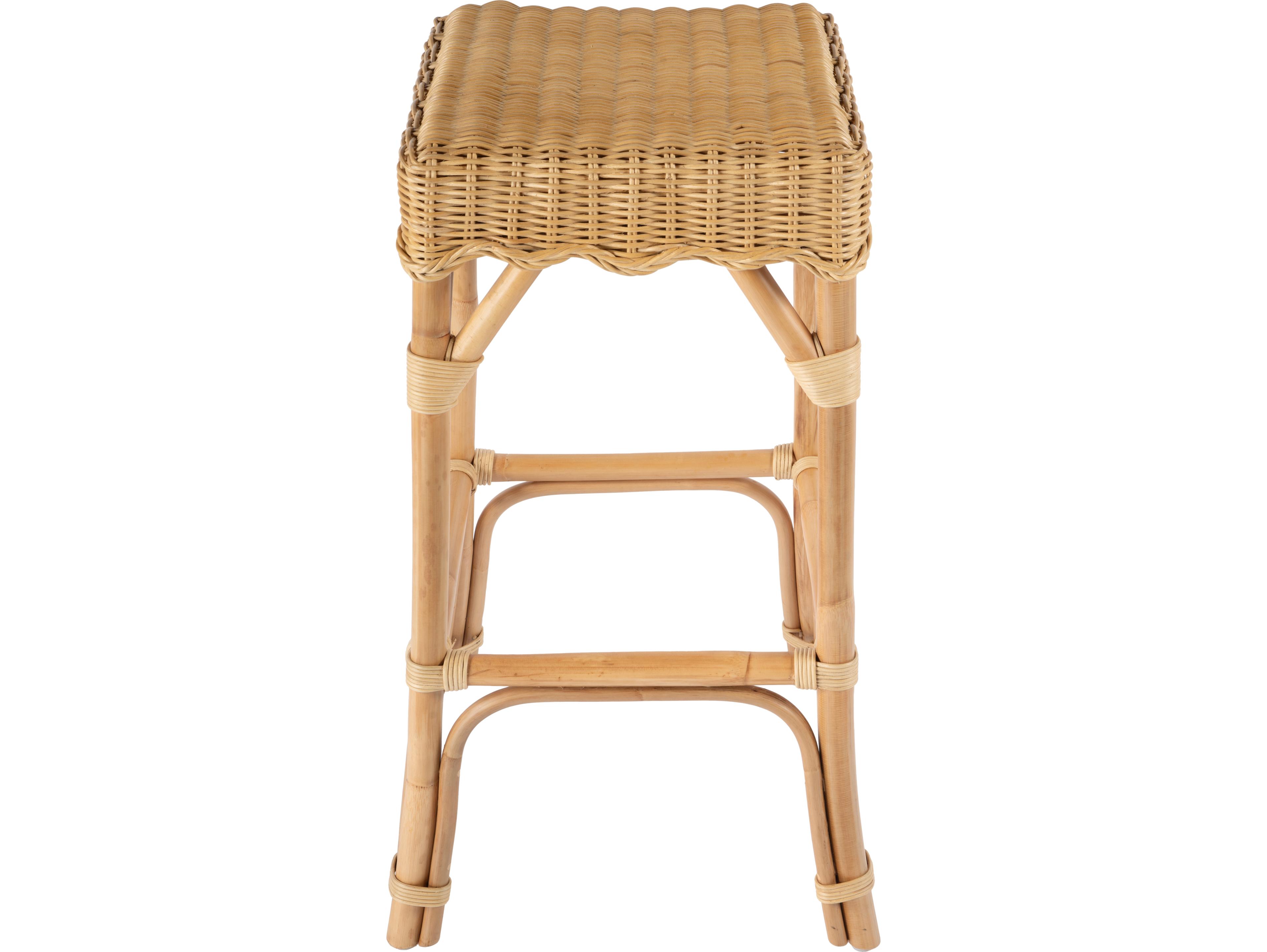 Butler Flora Natural Rattan Mahogany Wood Bar Stool