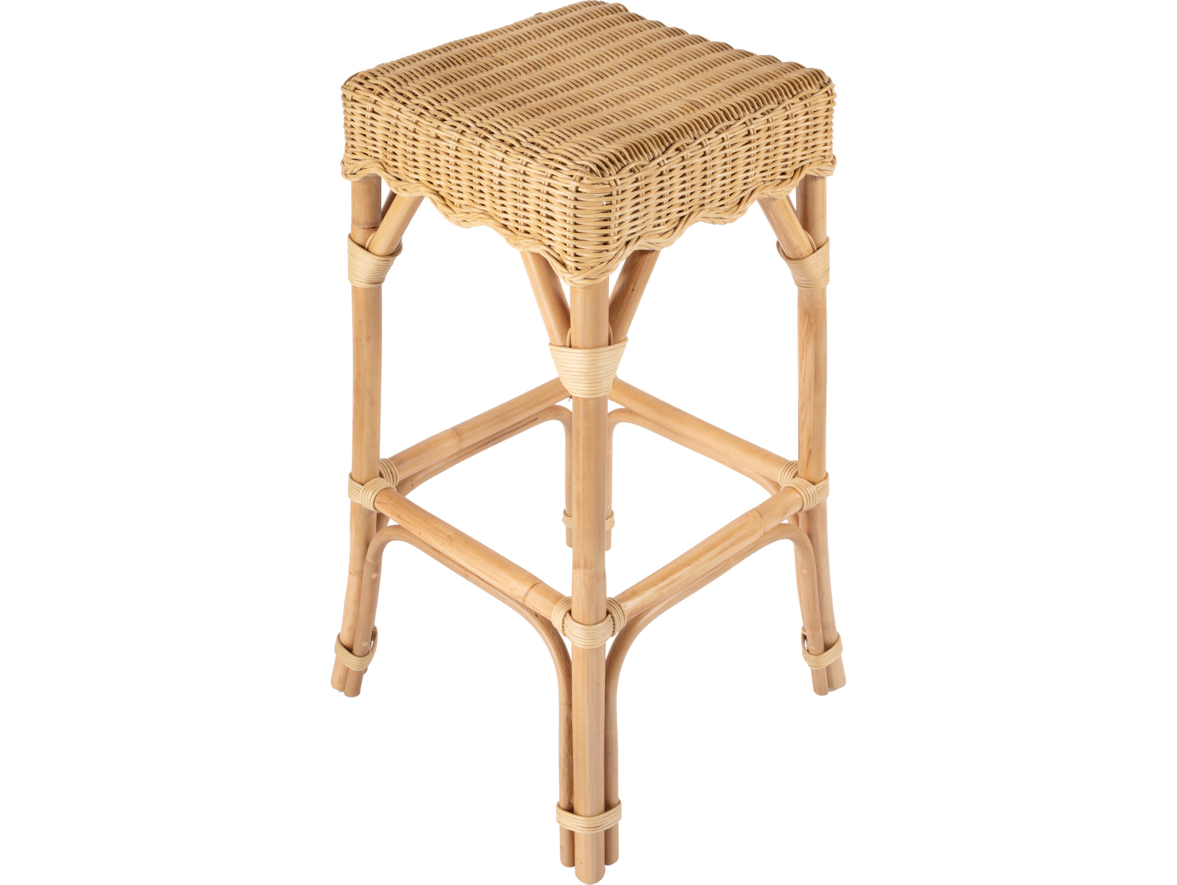 Butler Flora Natural Rattan Mahogany Wood Bar Stool