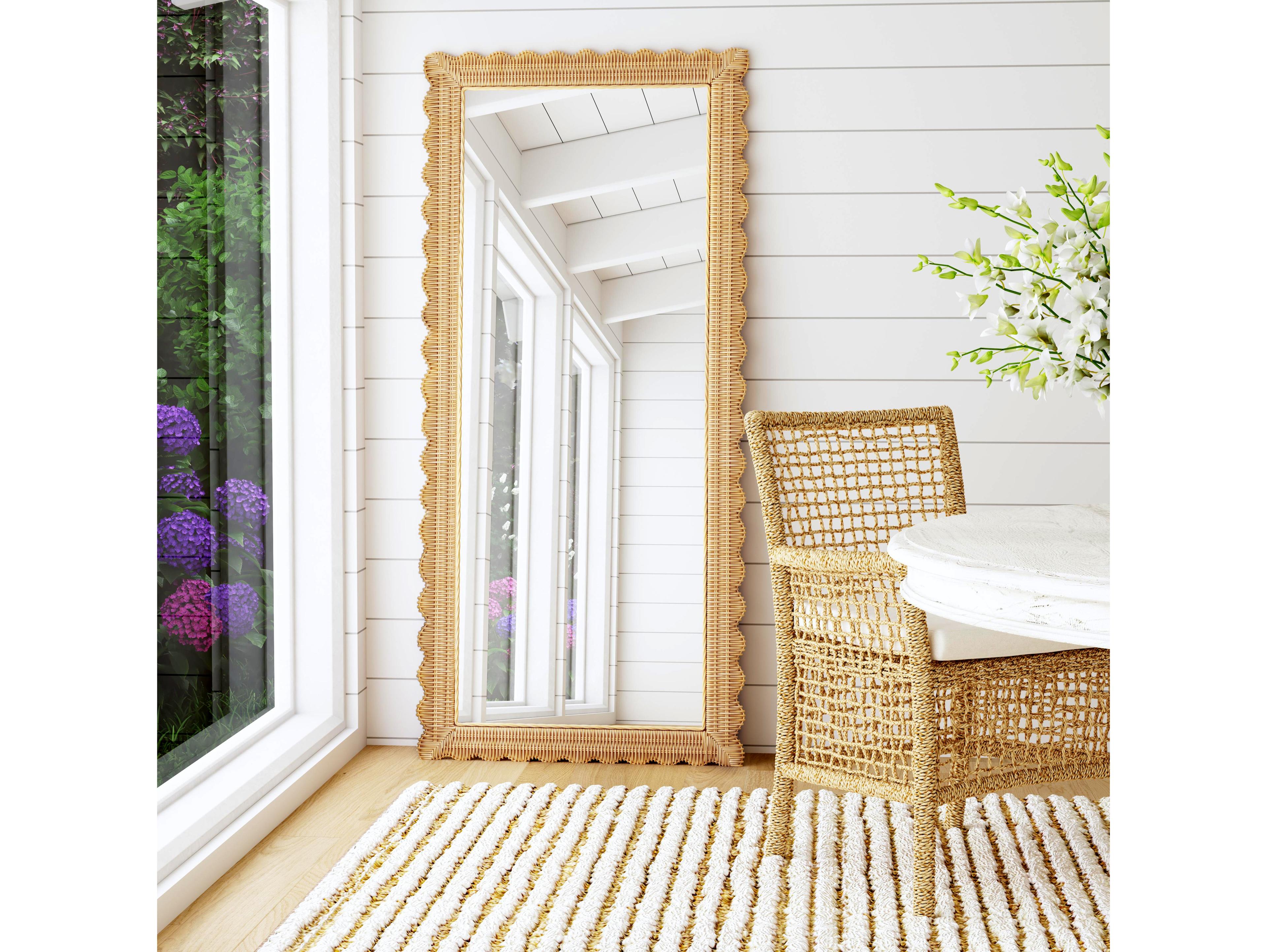 Butler Flora Natural Rattan Rectangular Floor Mirror