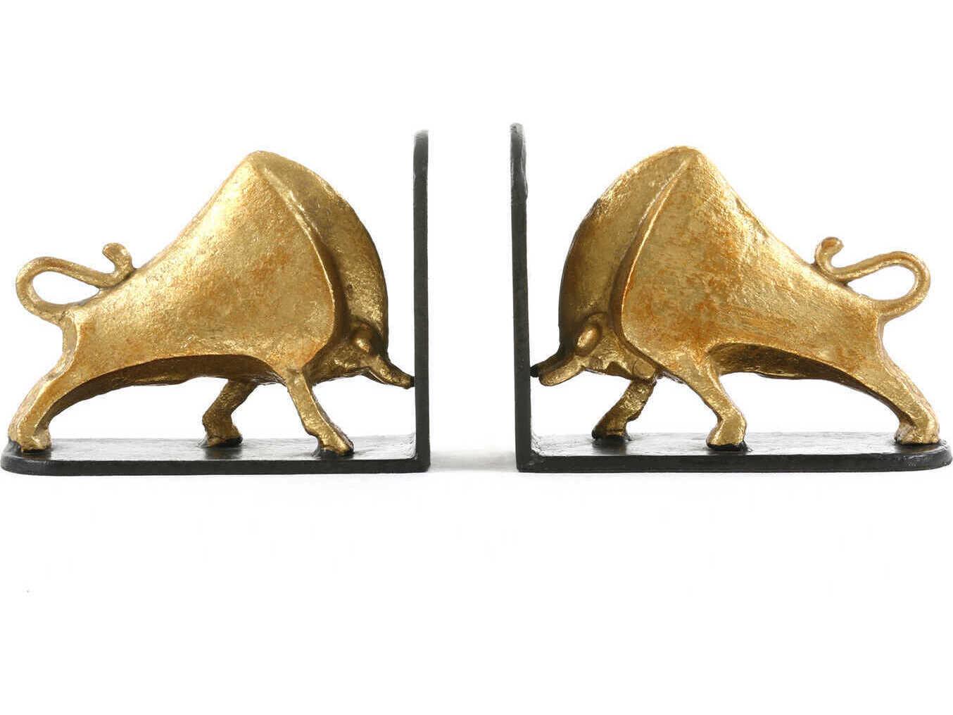 Villa & House Bisoni Gold Leaf Bookends Set of 2