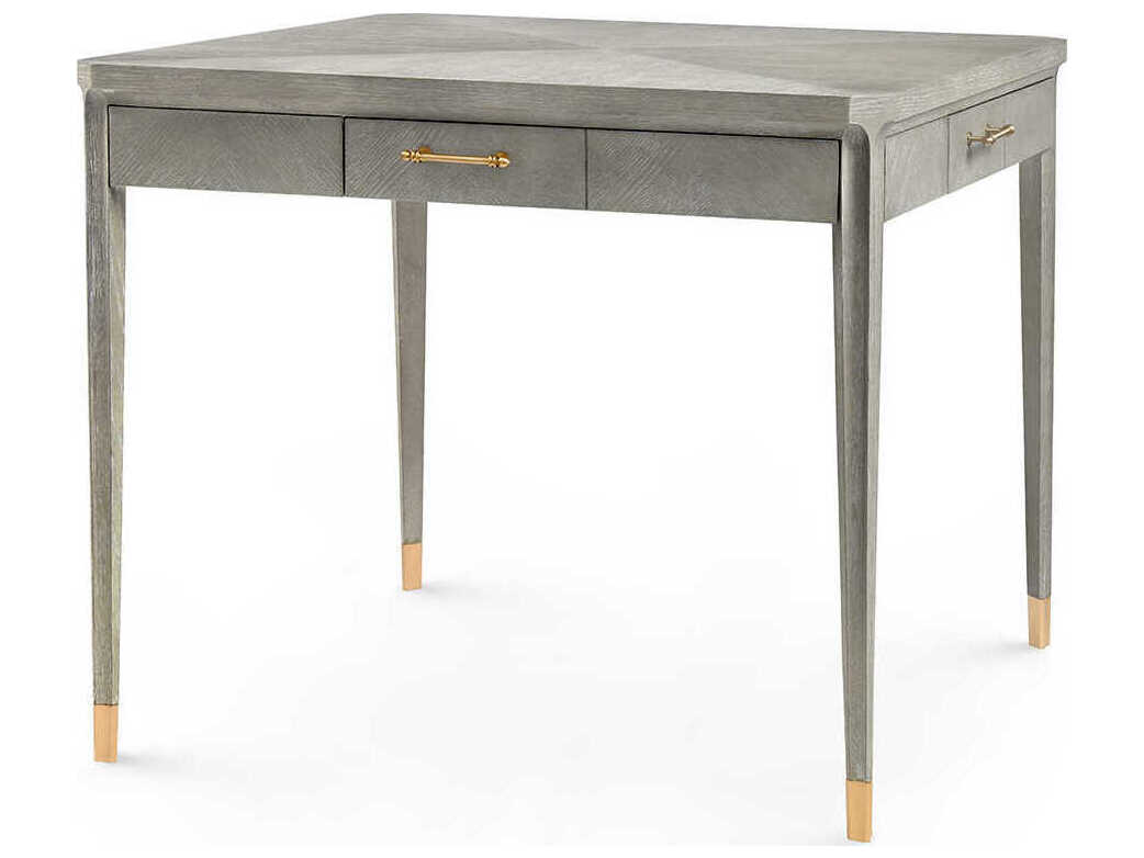Villa & House Soft Gray Gold Oak Wood Secretary Desk