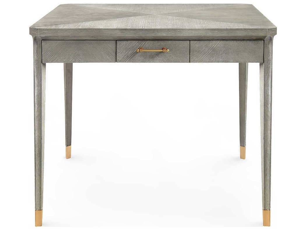 Villa & House Soft Gray Gold Oak Wood Secretary Desk