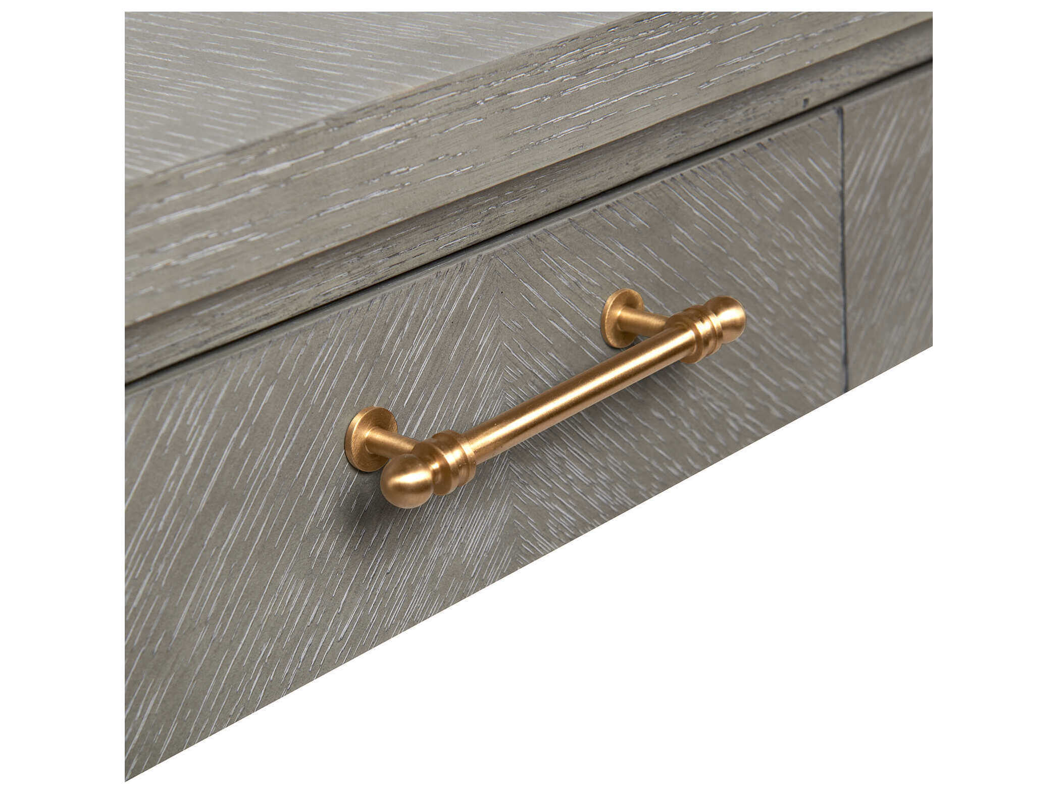 Villa & House Soft Gray Gold Oak Wood Secretary Desk