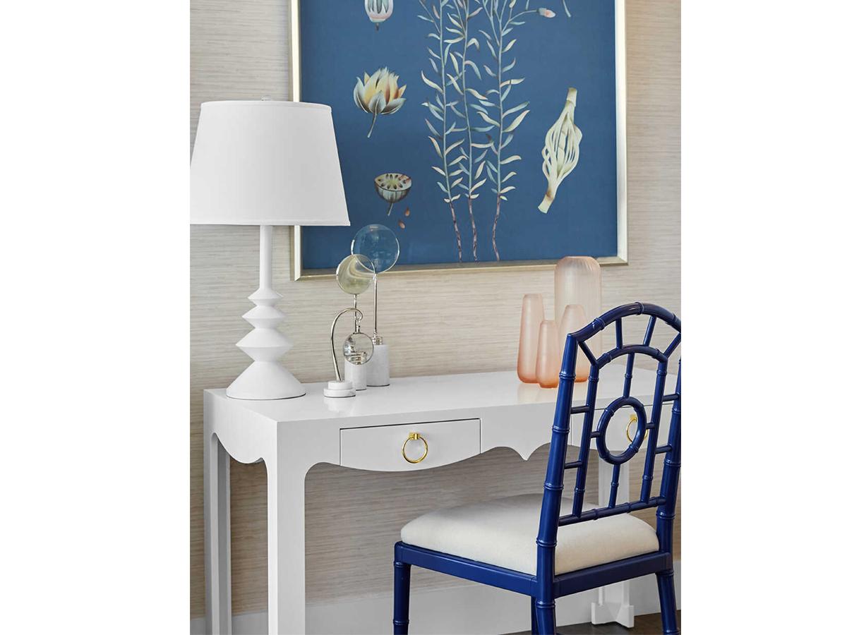 Villa & House Mahogany Wood Blue Upholstered Side Dining Chair