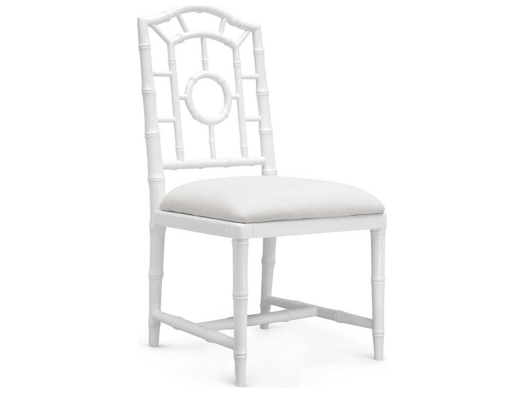 Villa & House Mahogany Wood White Upholstered Side Dining Chair