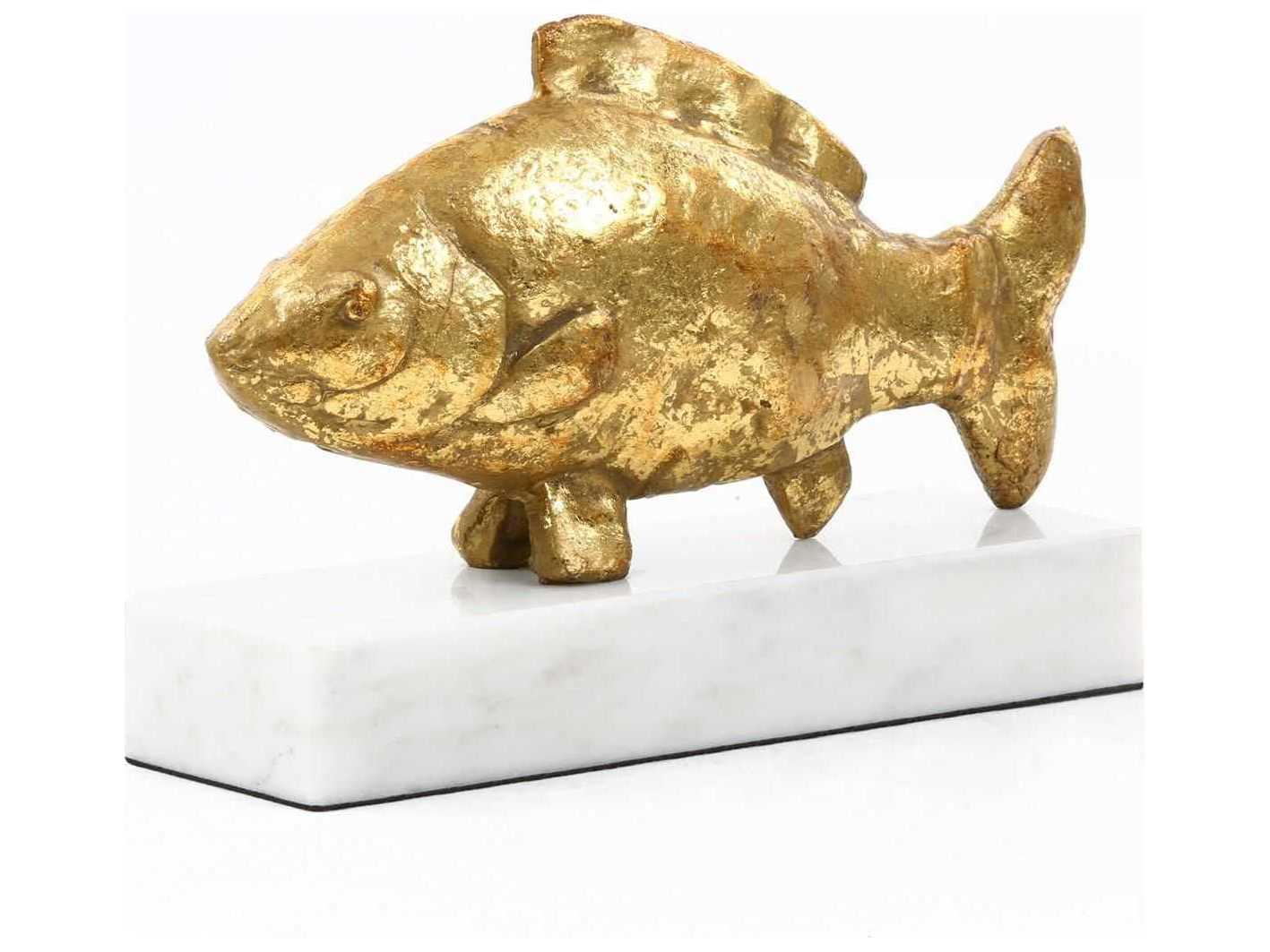 Villa & House Accent Gold Leaf White Marble Sculpture