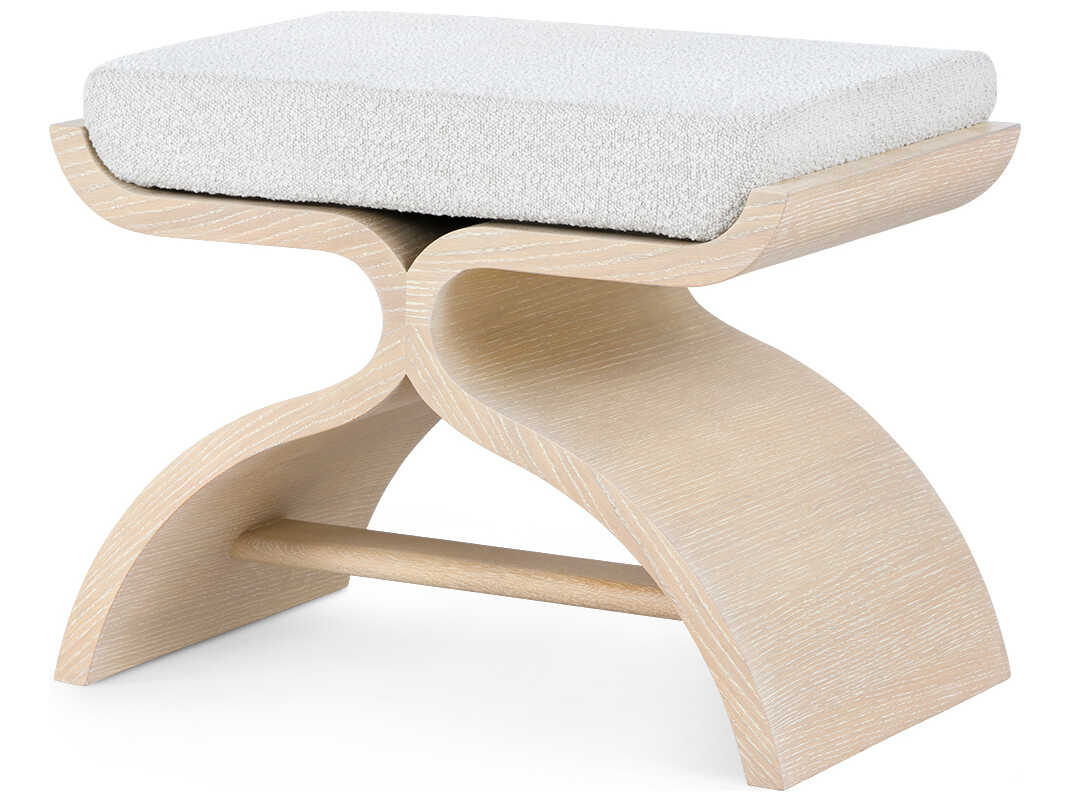 Villa & House Carson Sand Beige Upholstered Accent Stool