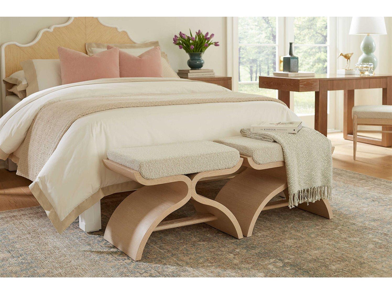 Villa & House Carson Sand Beige Upholstered Accent Stool