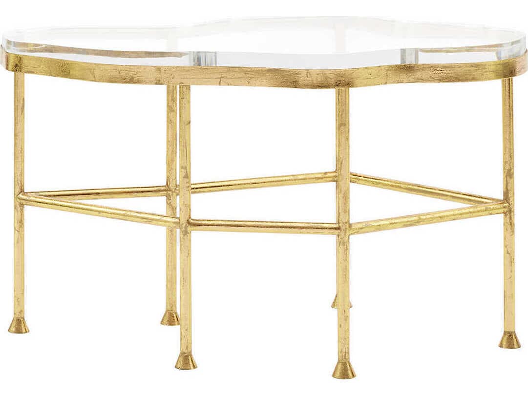 Villa & House Glass Gold Leaf End Table