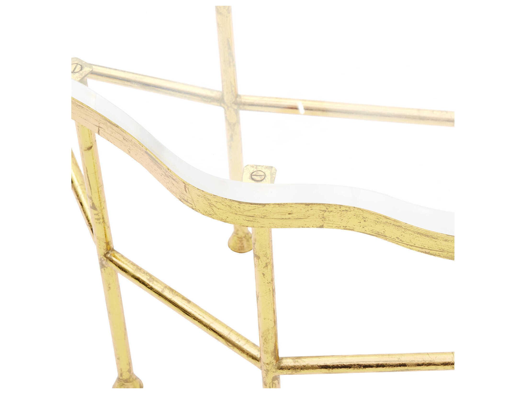 Villa & House Glass Gold Leaf End Table