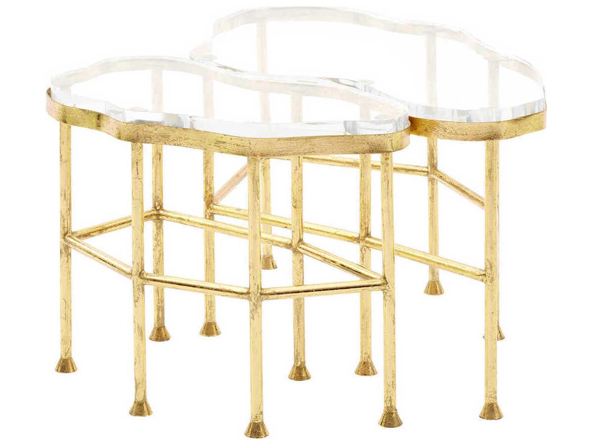 Villa & House Glass Gold Leaf End Table