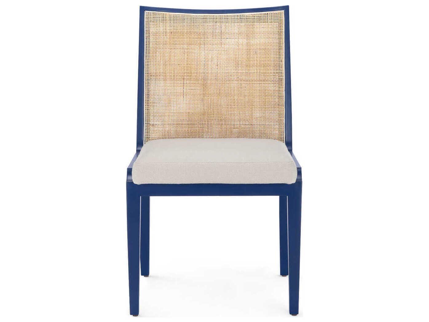 Villa & House Mahogany Wood Blue Upholstered Side Dining Chair