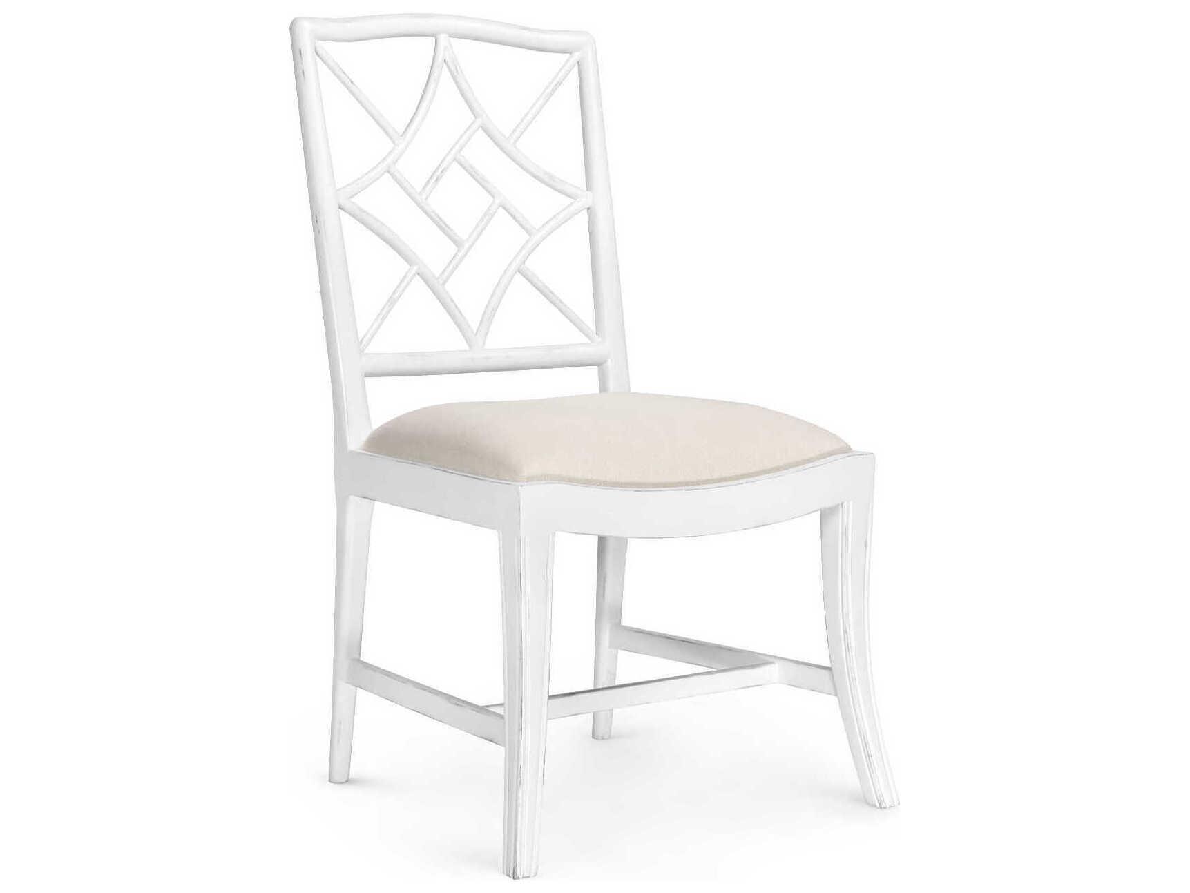 Villa & House Mahogany Wood White Upholstered Side Dining Chair