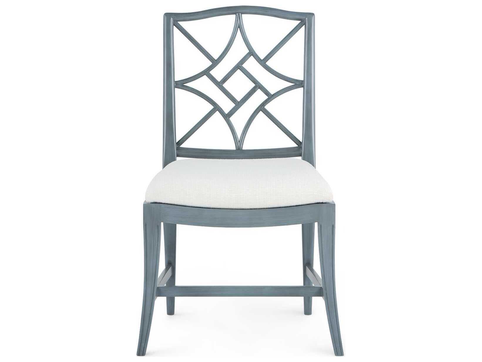 Villa & House Evelyn Rubberwood Blue Upholstered Armless Dining Chair