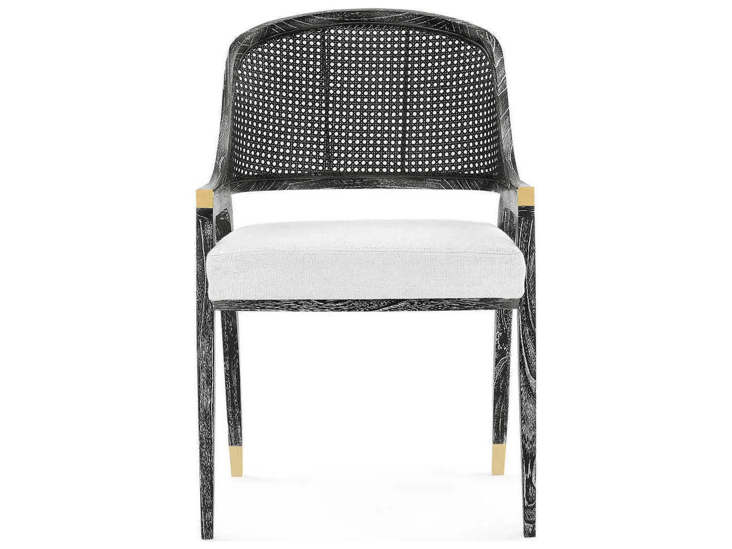 Villa & House Mahogany Wood Black Upholstered Arm Dining Chair