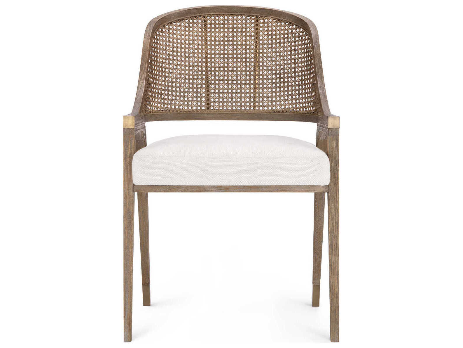 Villa & House Mahogany Wood Natural Upholstered Arm Dining Chair