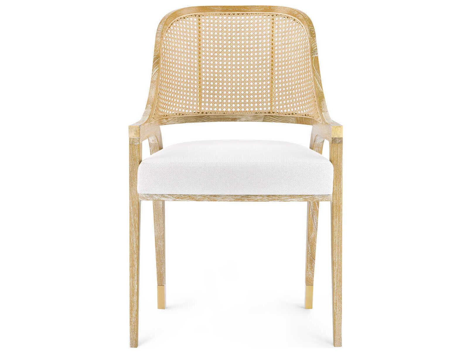 Villa & House Mahogany Wood Gold Upholstered Arm Dining Chair