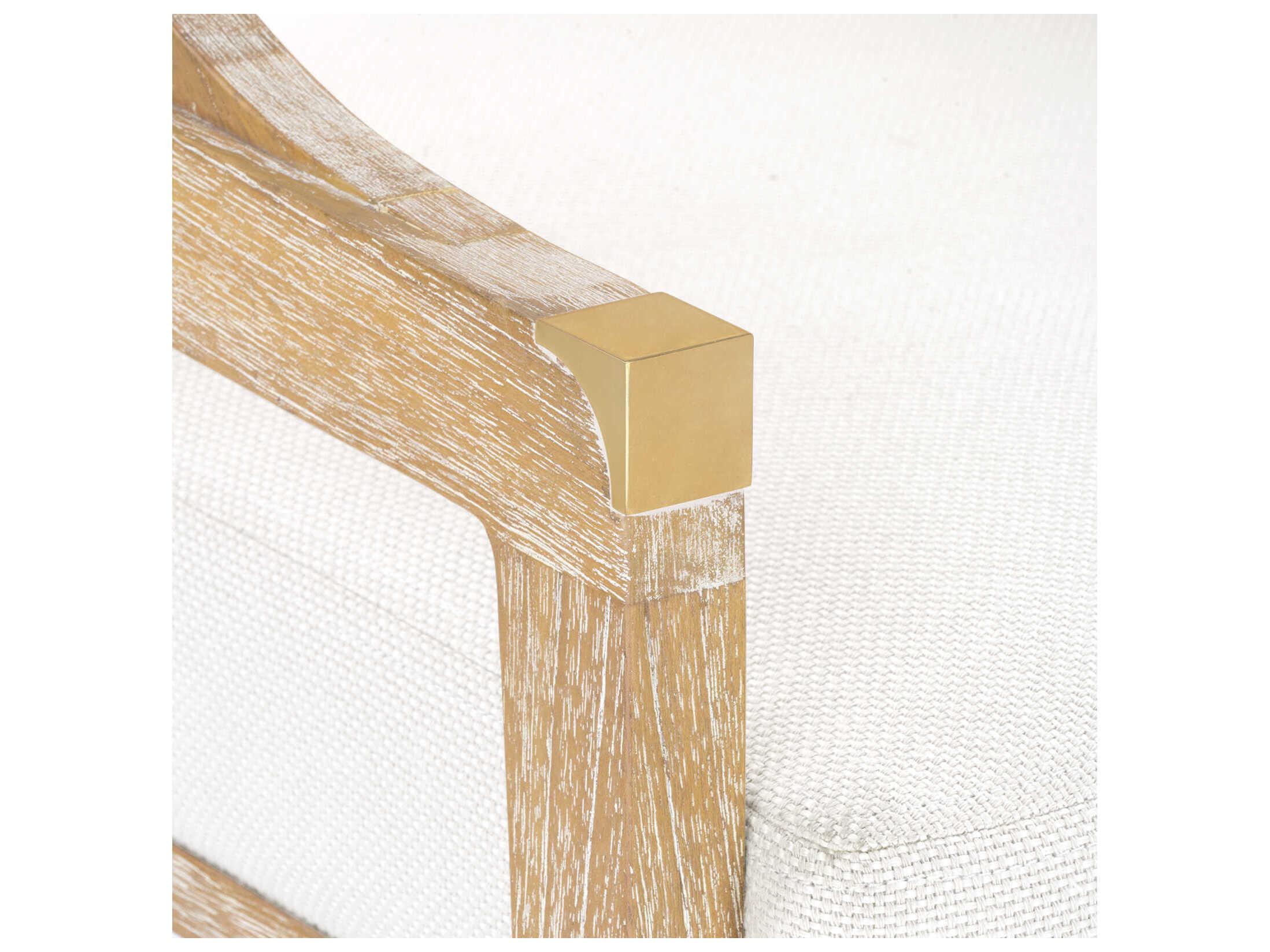 Villa & House Mahogany Wood Gold Upholstered Arm Dining Chair