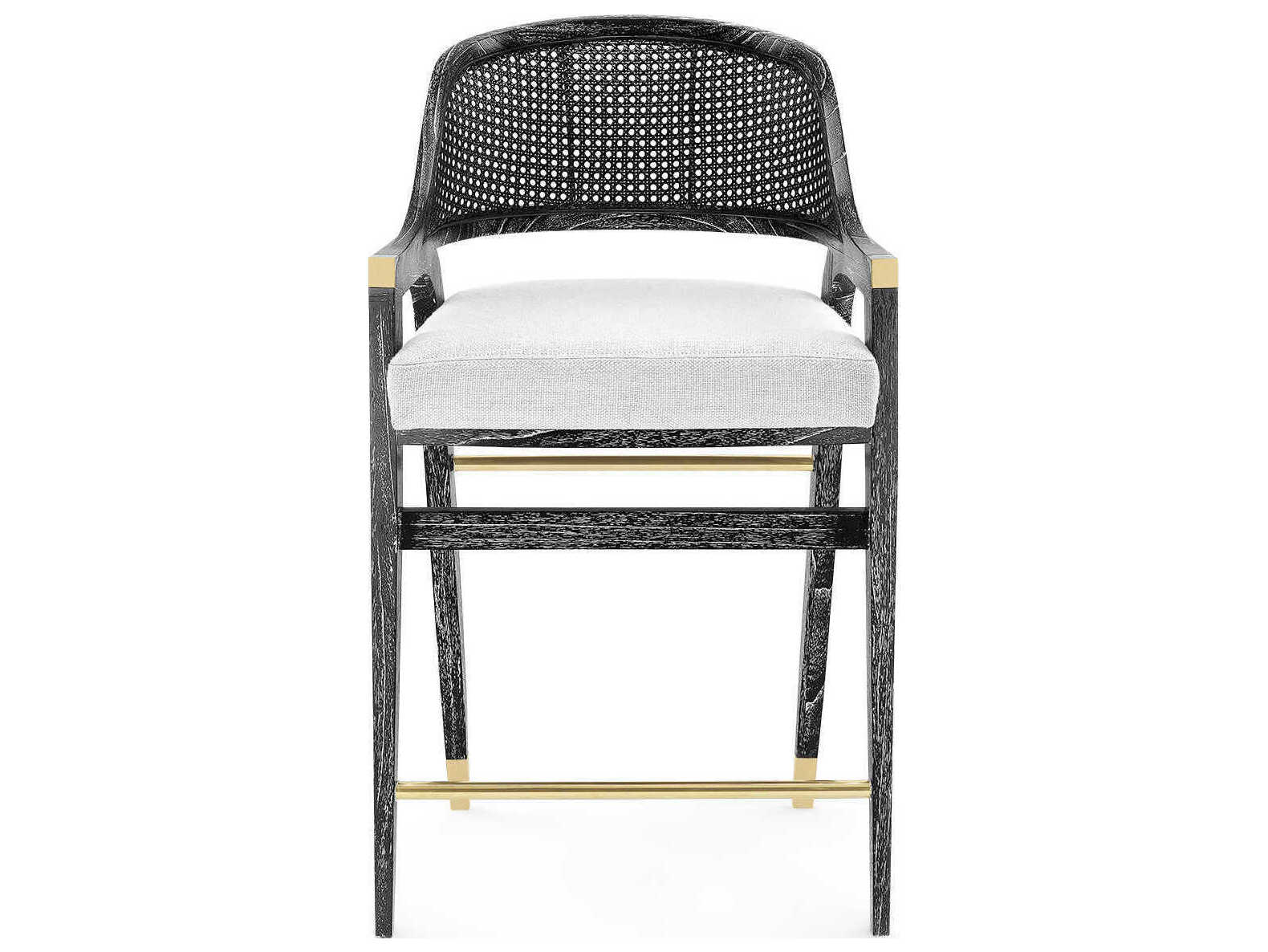 Villa & House Black Upholstered Mahogany Wood Counter Stool