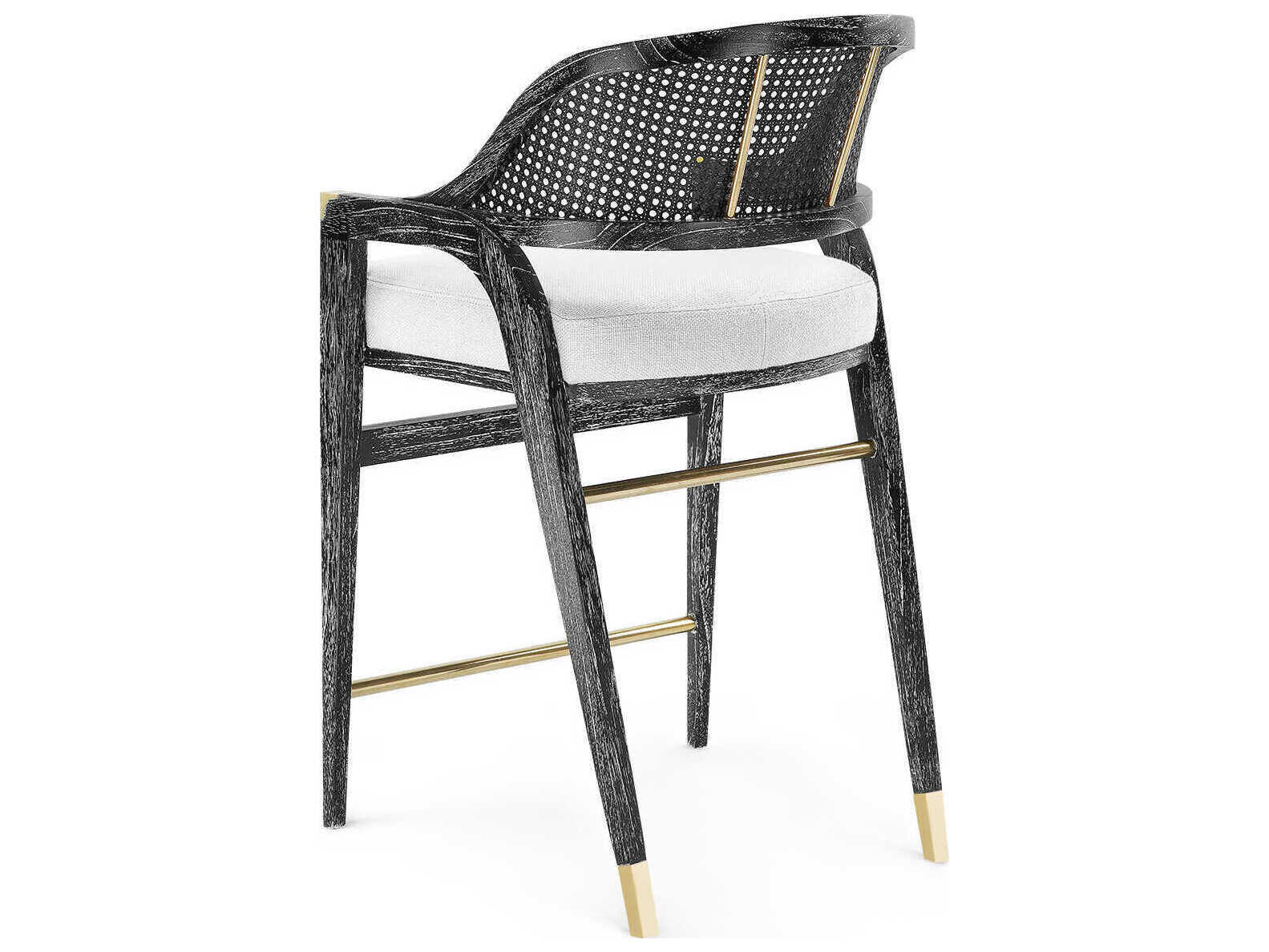 Villa & House Black Upholstered Mahogany Wood Counter Stool