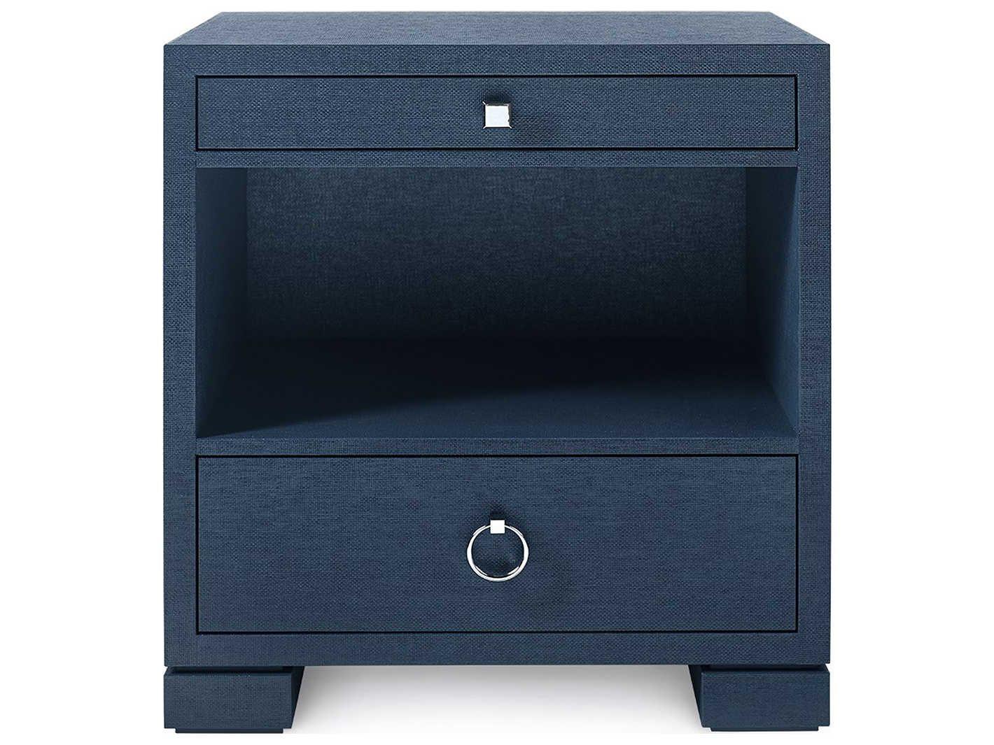 Villa & House 2-Drawers Blue Solid Wood Nightstand