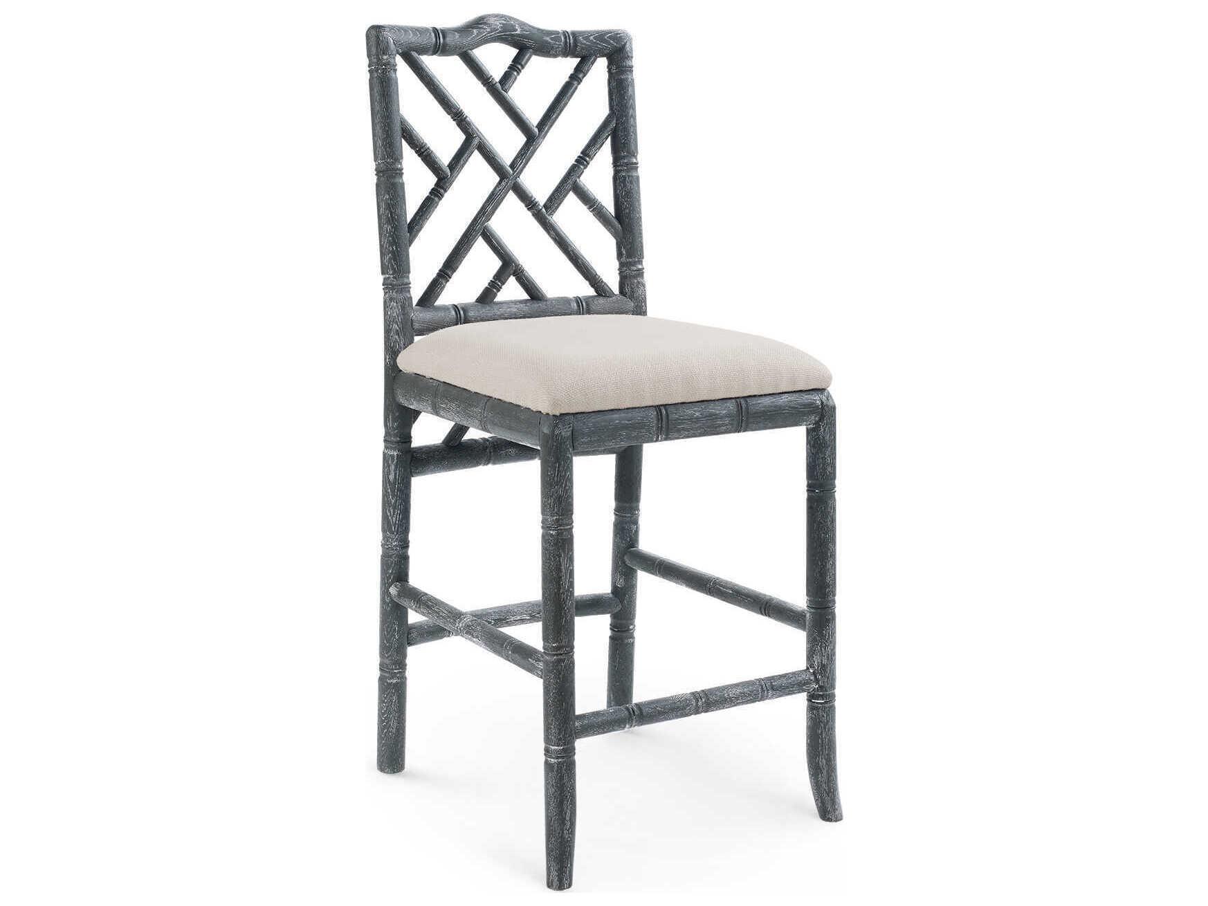 Villa & House Upholstered Oak Wood Gray Counter Stool