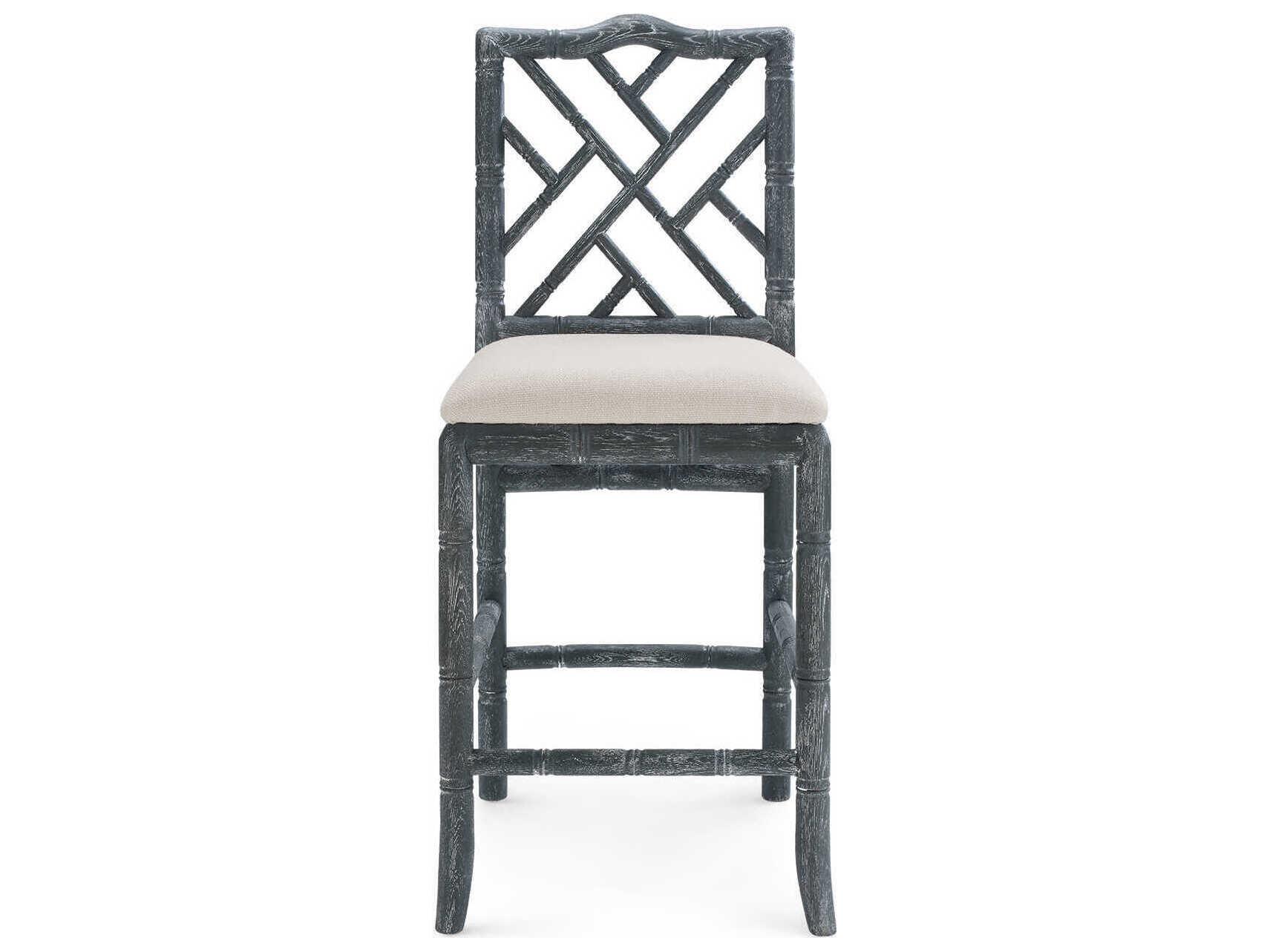 Villa & House Upholstered Oak Wood Gray Counter Stool
