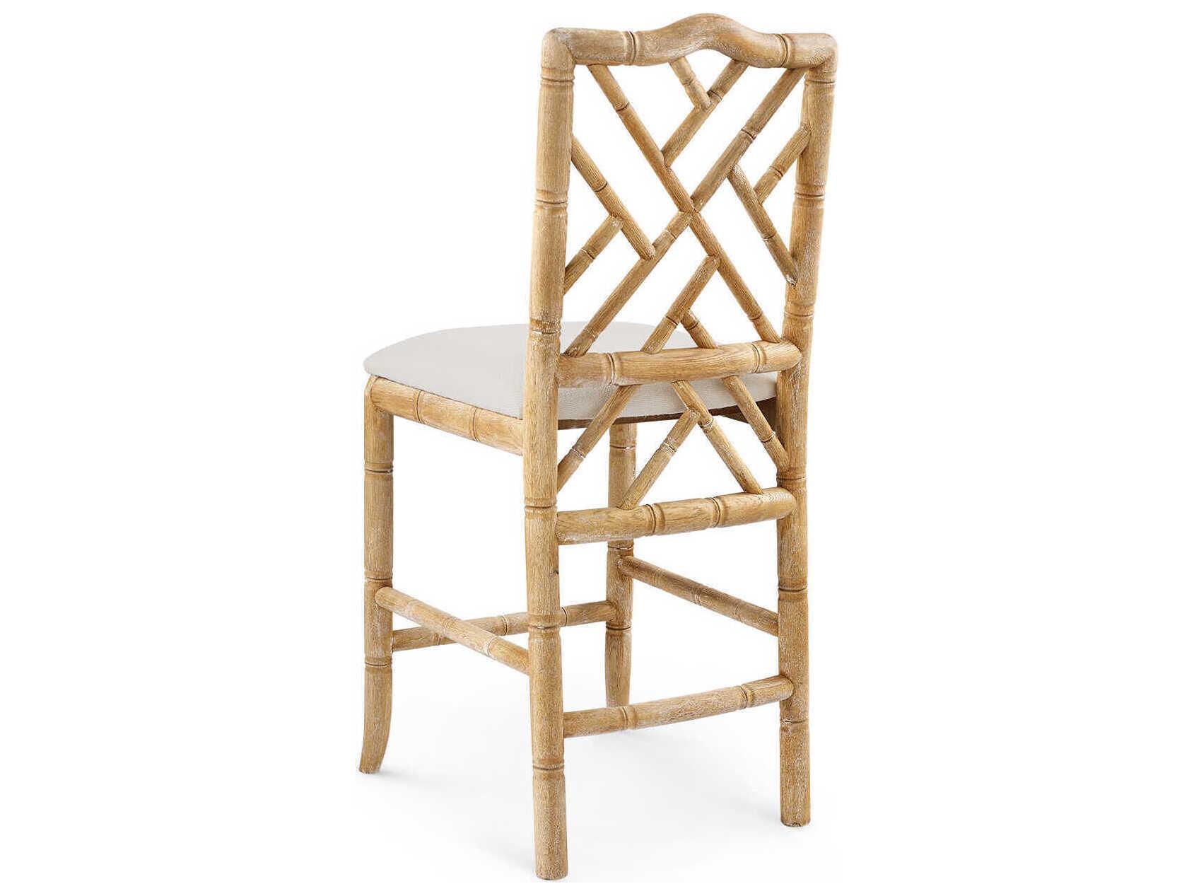 Villa & House Upholstered Oak Wood Natural Counter Stool
