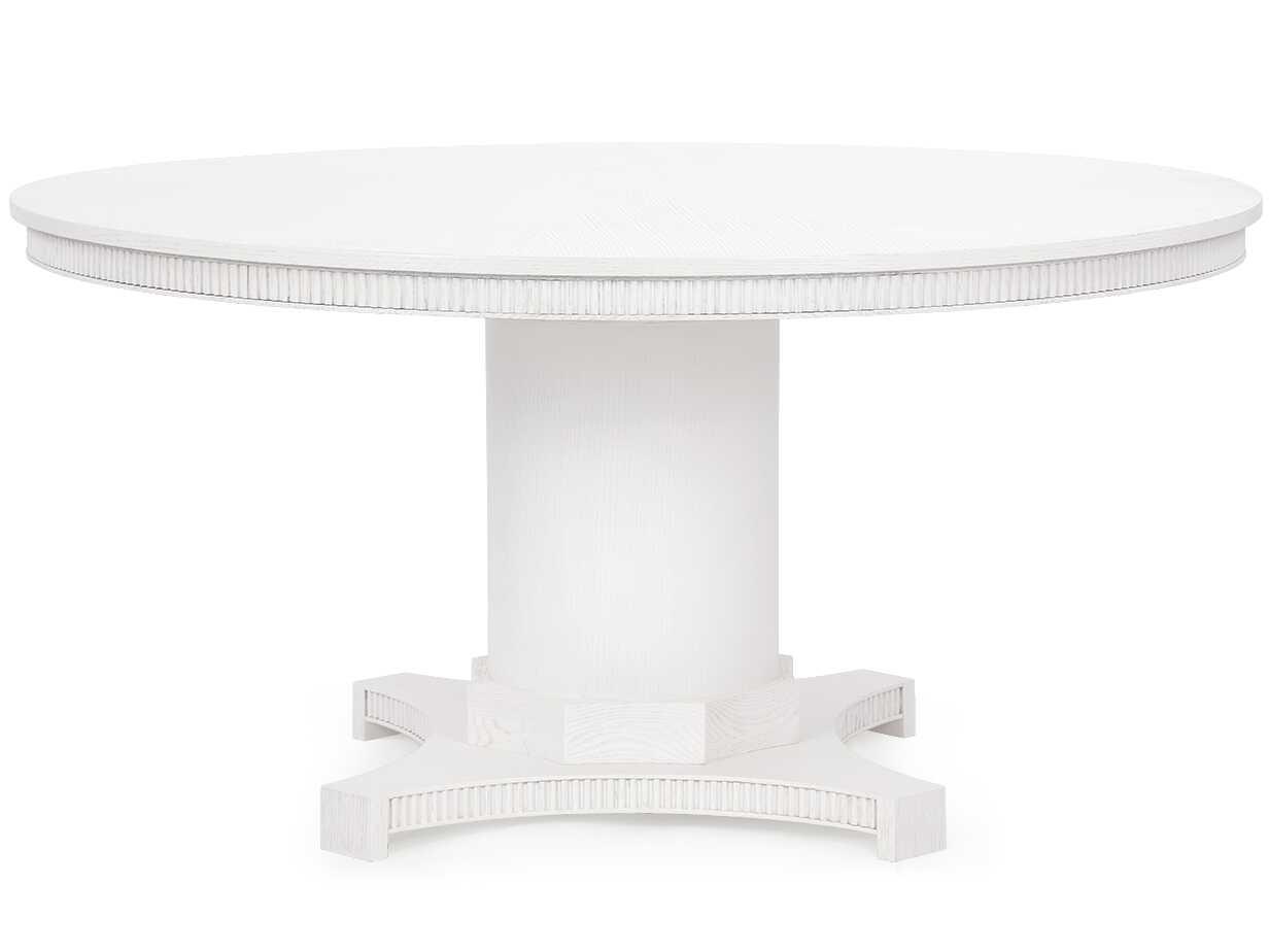 Villa & House Kinsley Round Wood Glazed Whisper White Dining Table