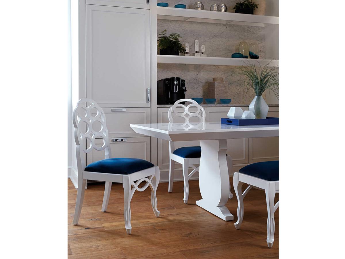 Villa & House Mahogany Wood White Upholstered Side Dining Chair