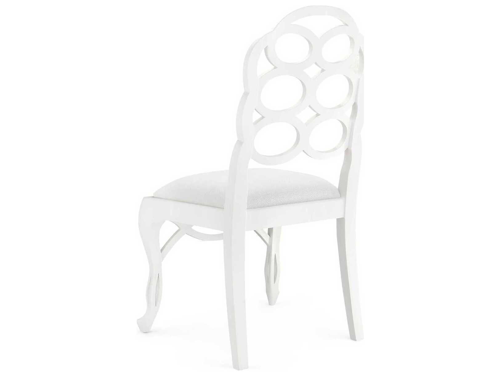 Villa & House Mahogany Wood White Upholstered Side Dining Chair