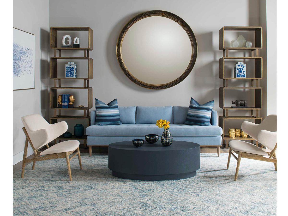 Villa & House Oval Fabric Blue Steel Coffee Table