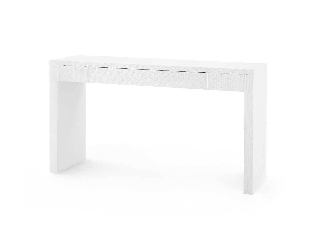 Villa & House Morgan Grasscloth Rectangular Chiffon White Console Table