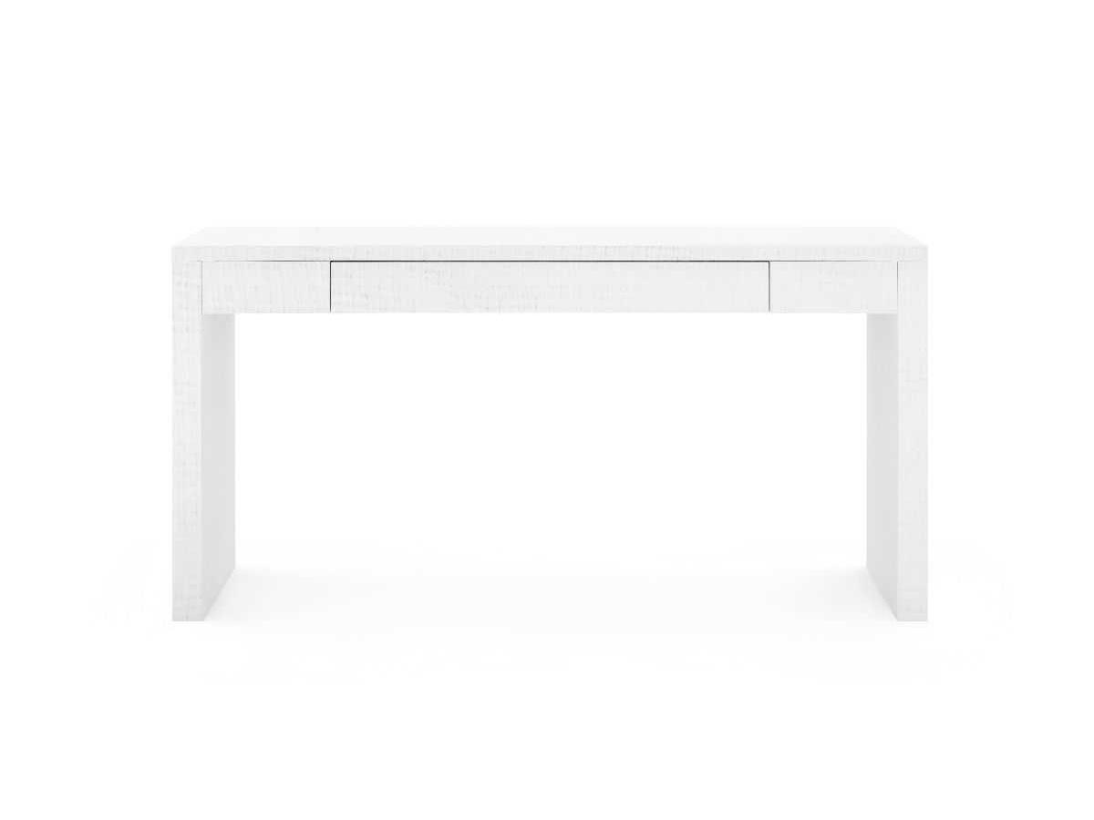 Villa & House Morgan Grasscloth Rectangular Chiffon White Console Table