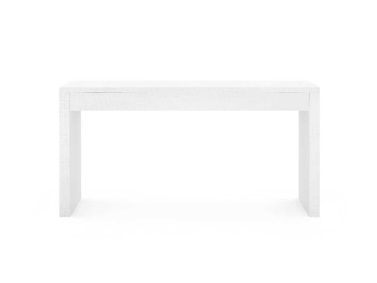 Villa & House Morgan Grasscloth Rectangular Chiffon White Console Table