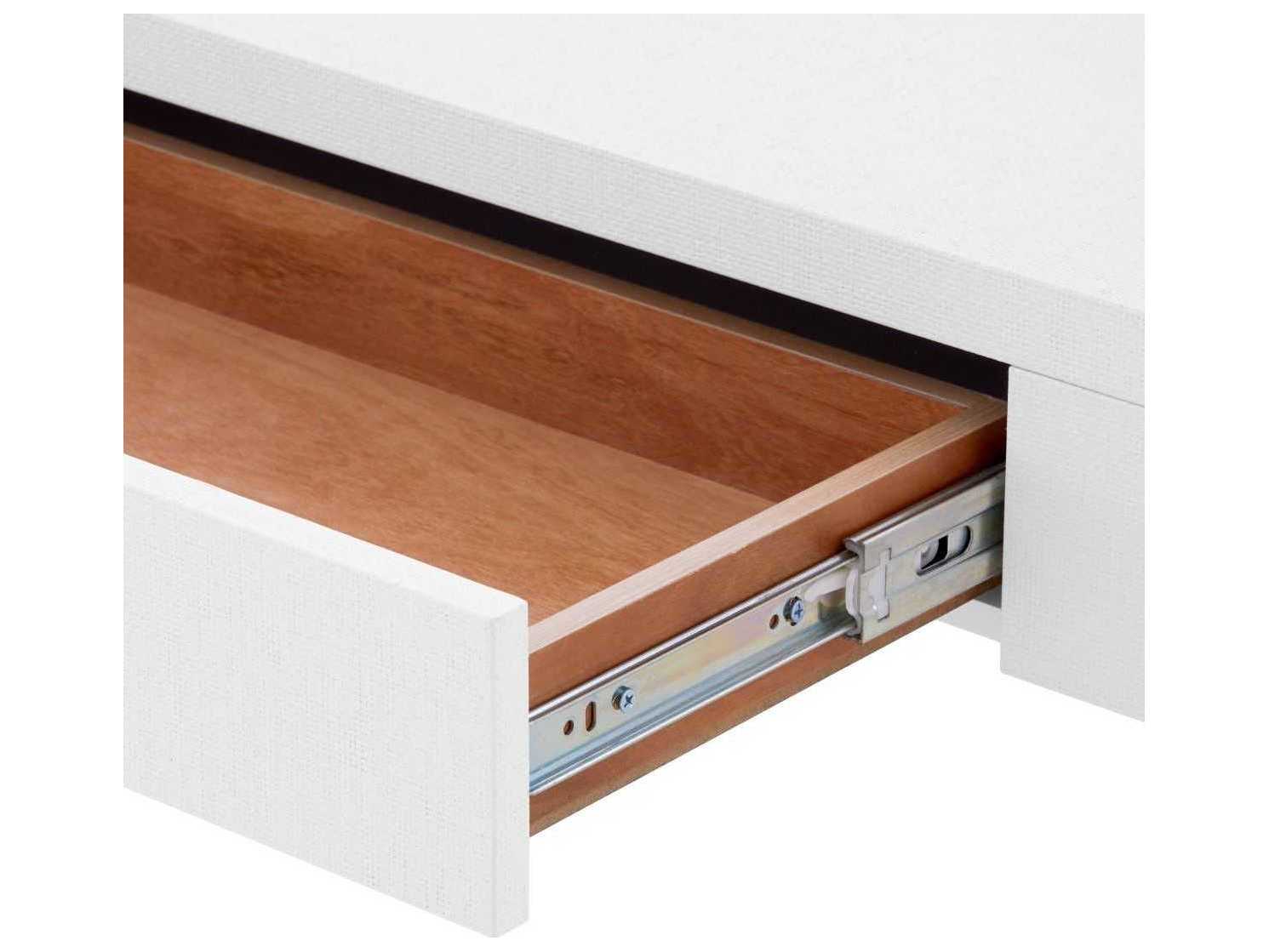 Villa & House Morgan Grasscloth Rectangular Chiffon White Console Table