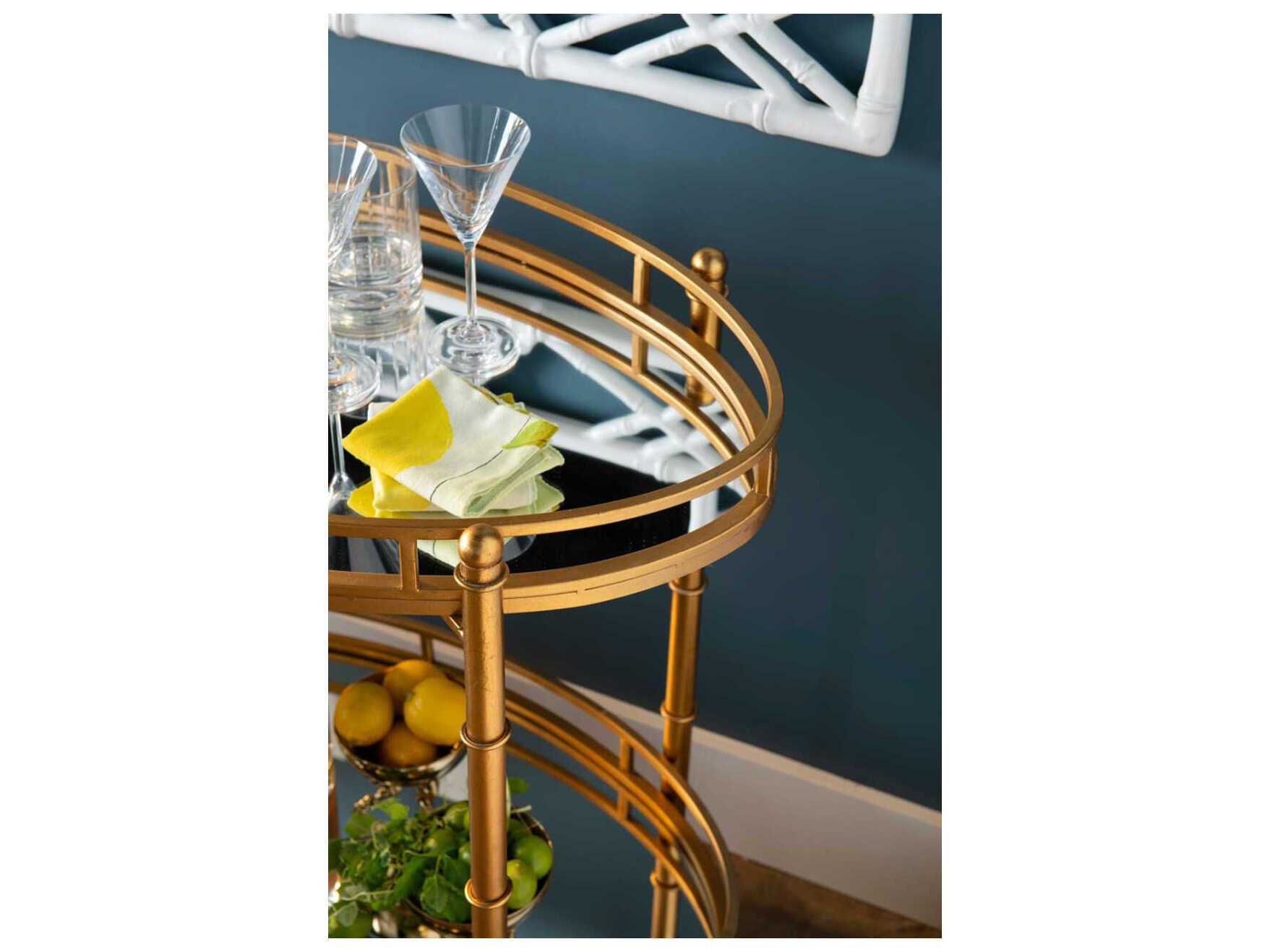 Villa & House Normandy Glass Gold Leaf Bar Cart