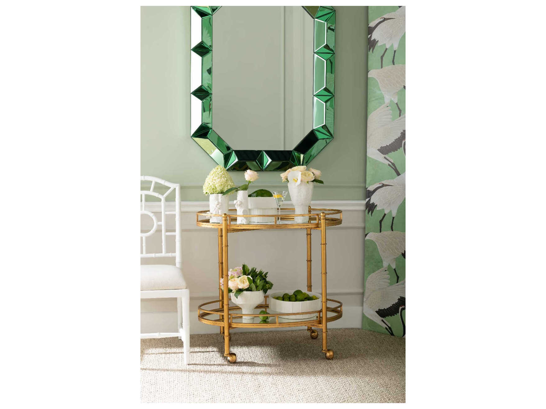 Villa & House Normandy Glass Gold Leaf Bar Cart