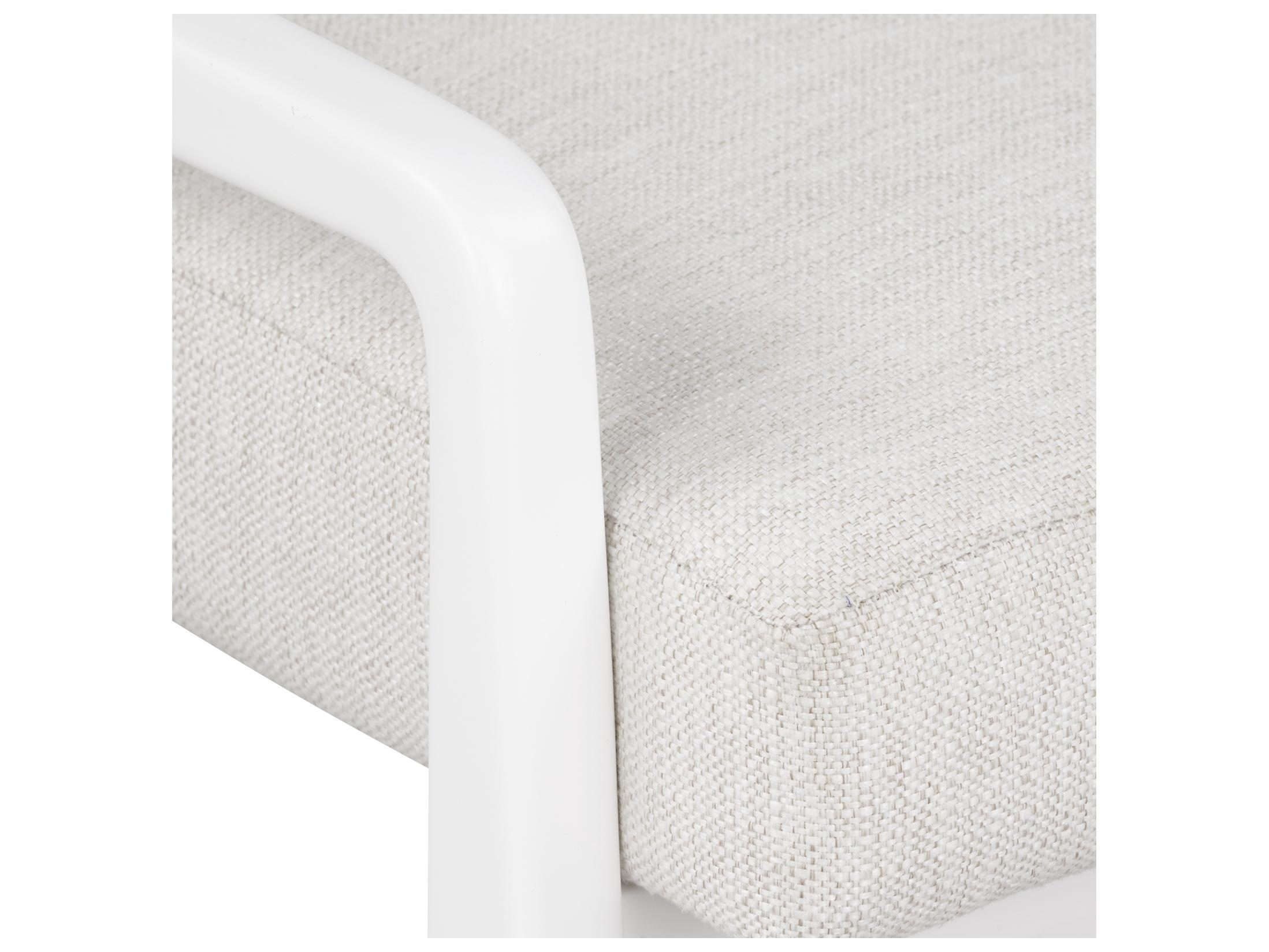 Villa & House Renata Mahogany Wood White Upholstered Arm Dining Chair