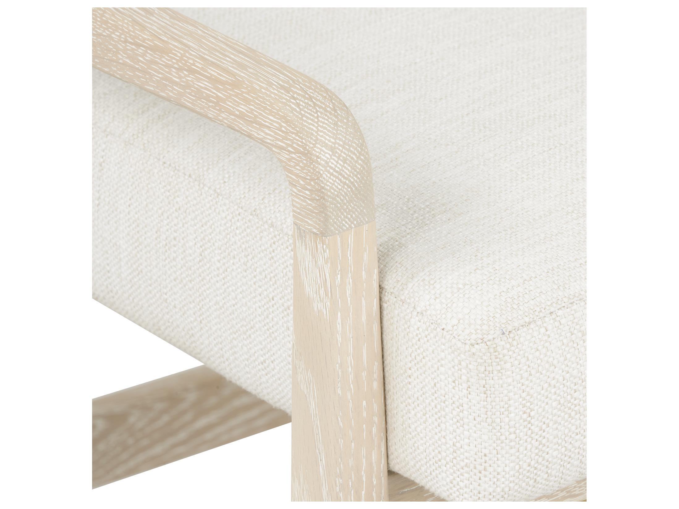 Villa & House Renata Oak Wood Beige Upholstered Arm Dining Chair