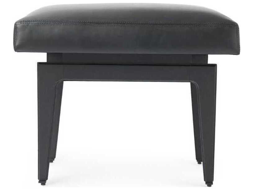 Villa & House Black Leather Accent Stool