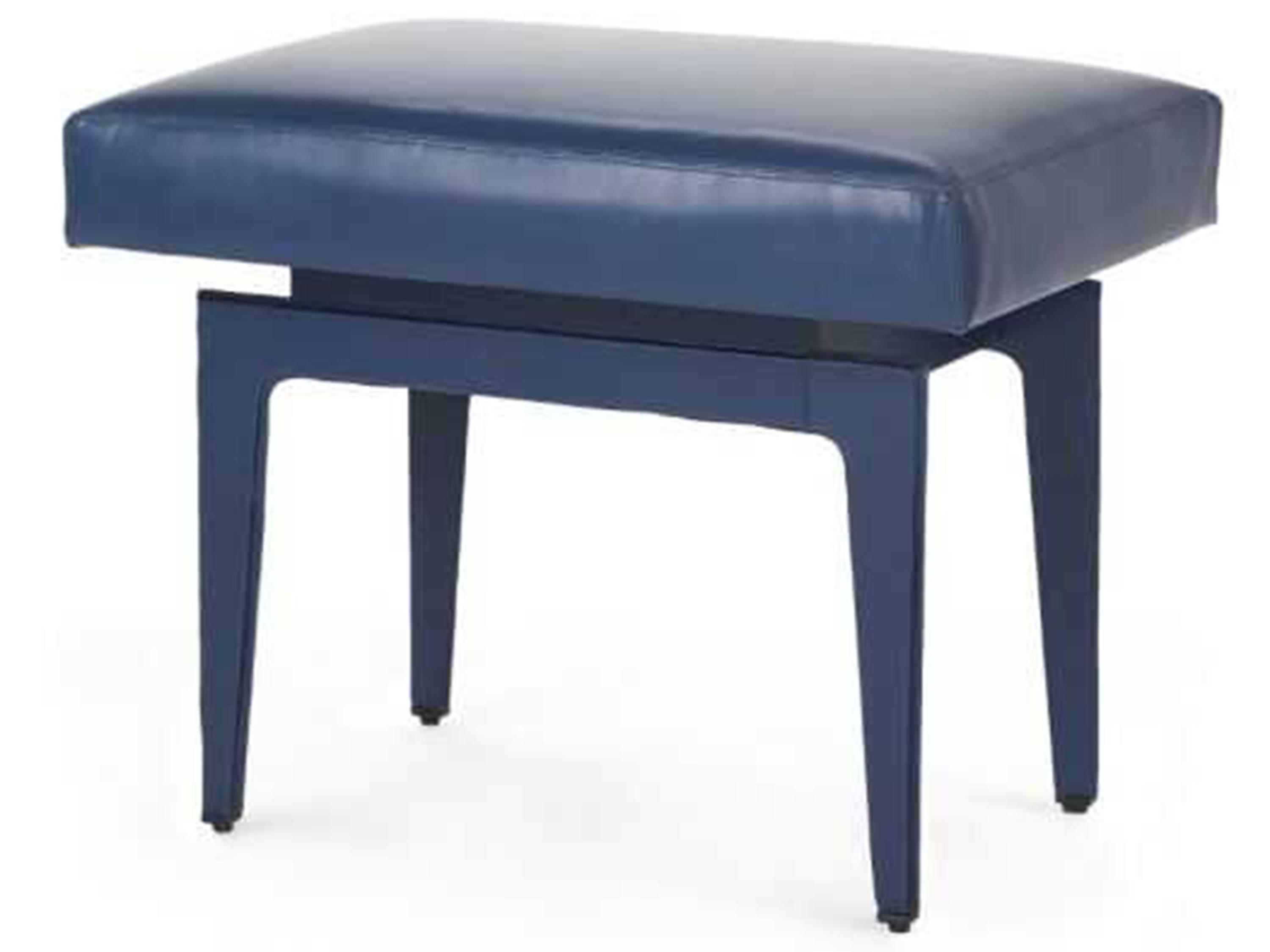 Villa & House Navy Blue Leather Accent Stool