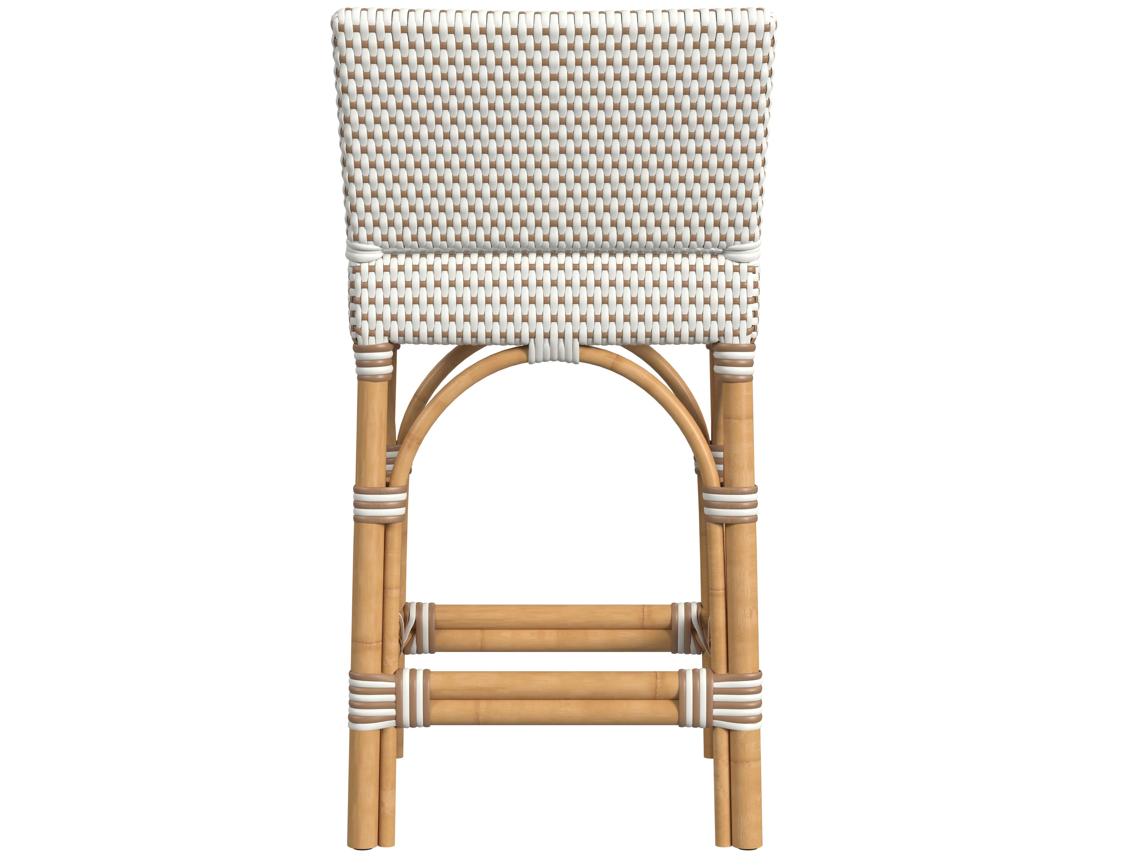 Butler Outdoor Amalfi Beige White Aluminum Wicker Bar Stool
