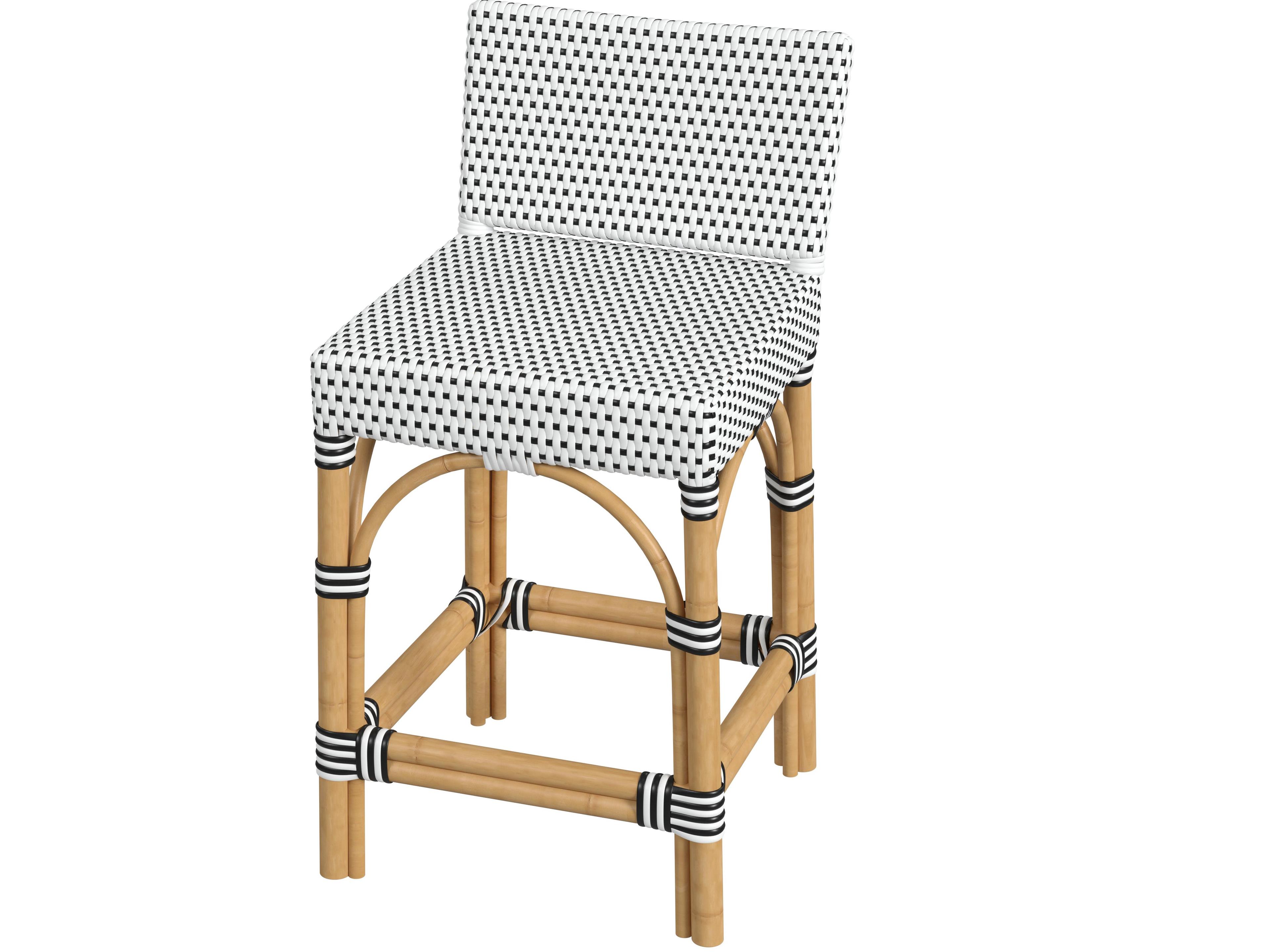 Butler Outdoor Amalfi Black White Aluminum Wicker Bar Stool