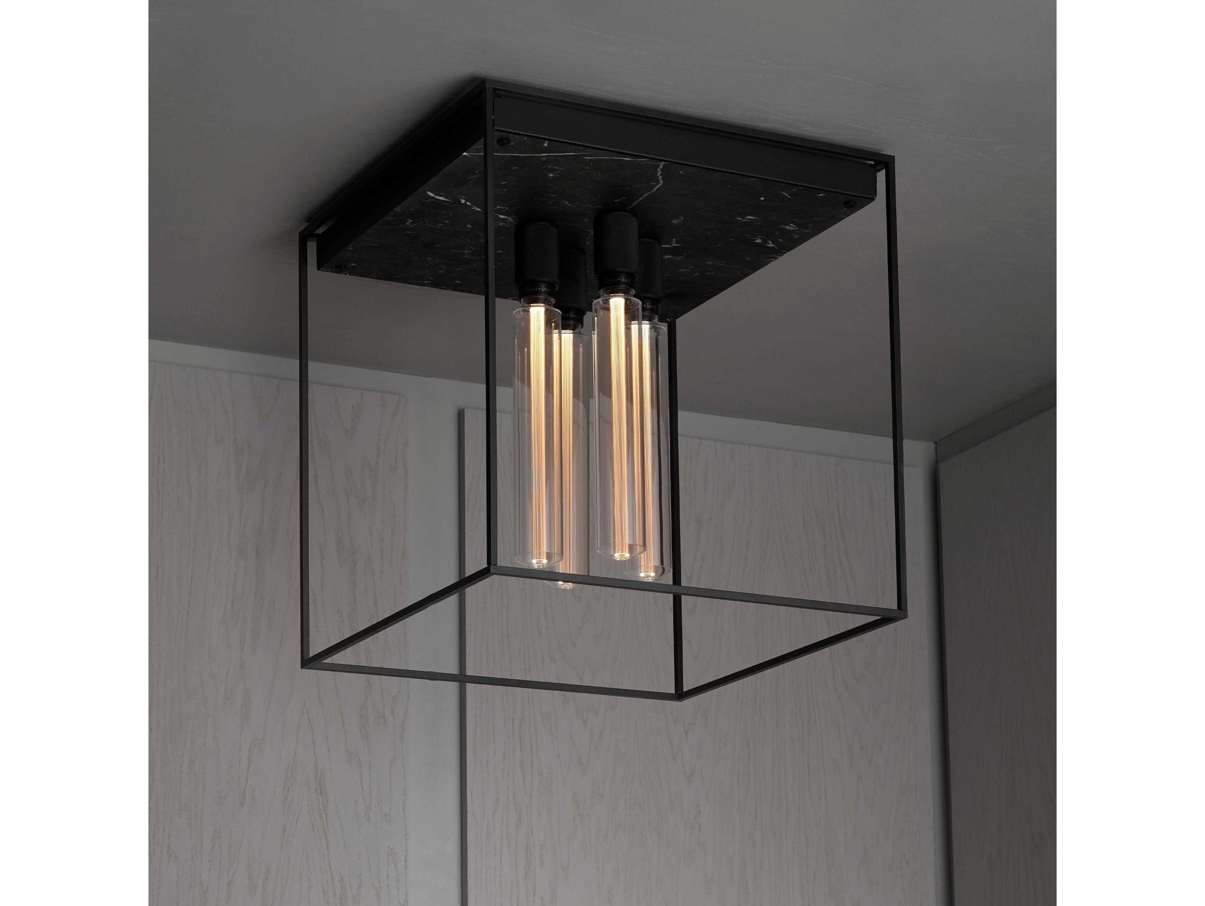 Buster + Punch Caged 4-Light Black Marble Flush Mount