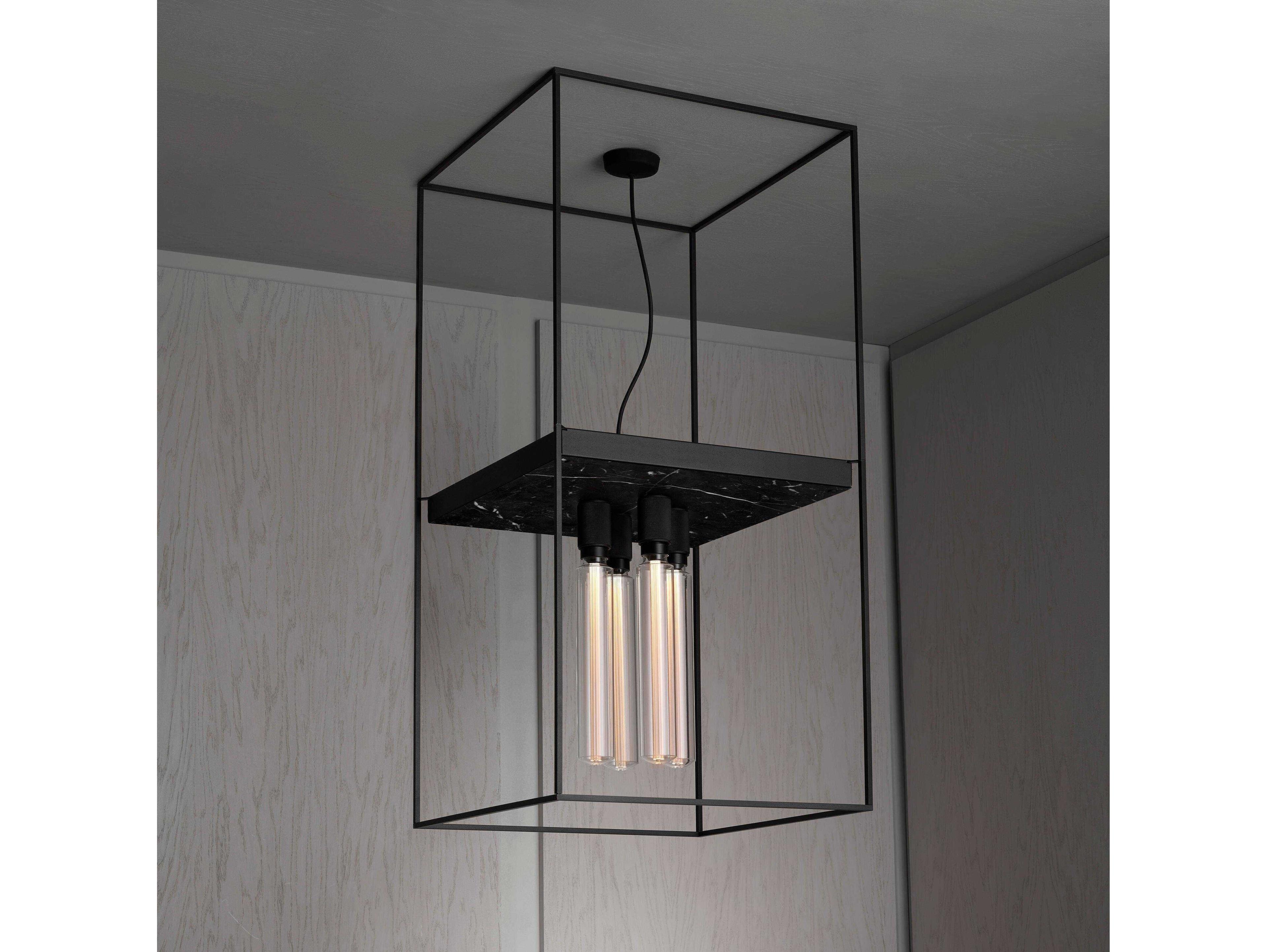 Buster + Punch Caged 4-Light Black Marble Flush Mount